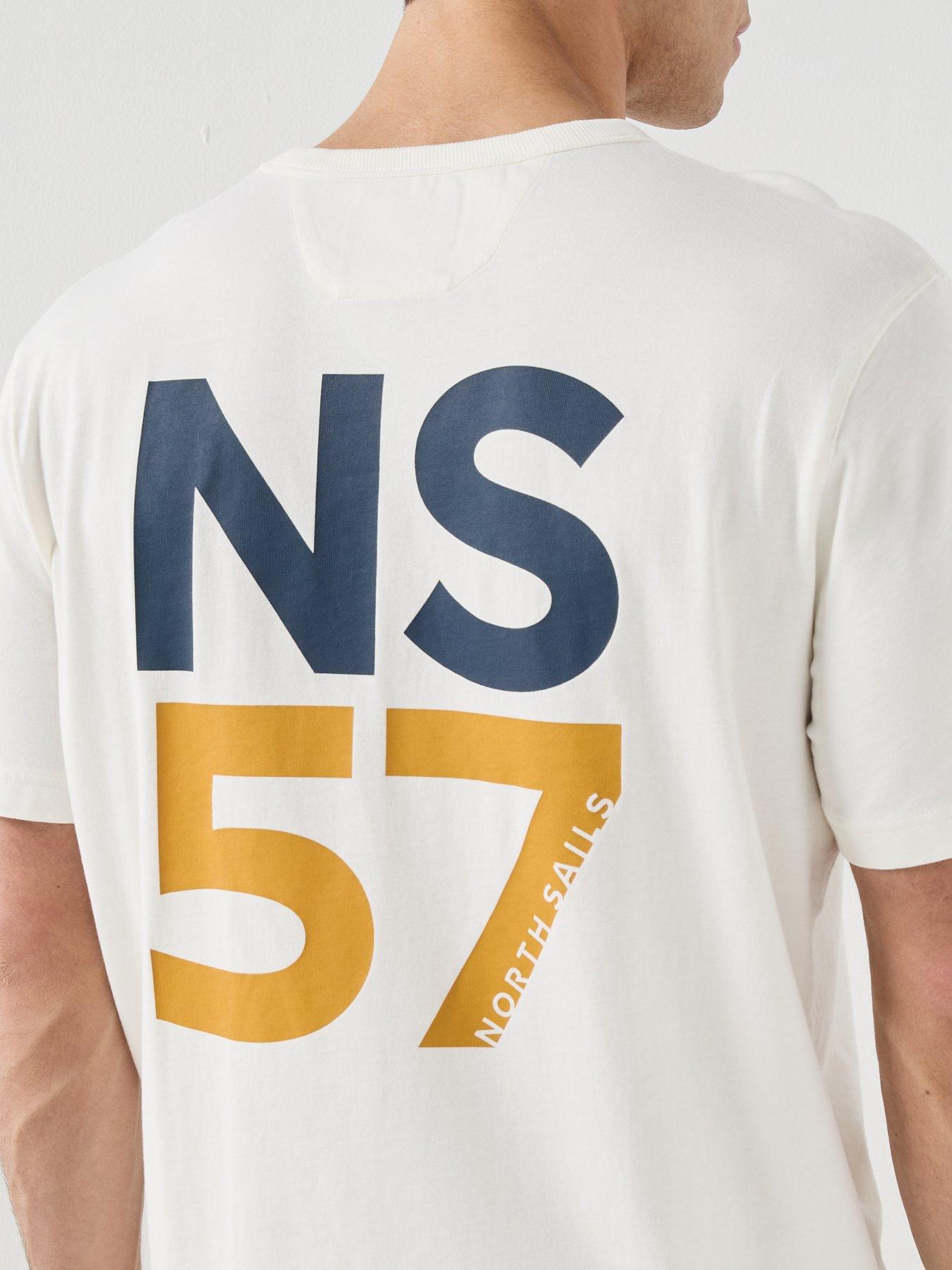 Image 5 of 5 of North Sails Linear Back Graphic Logo T-Shirt - Off White