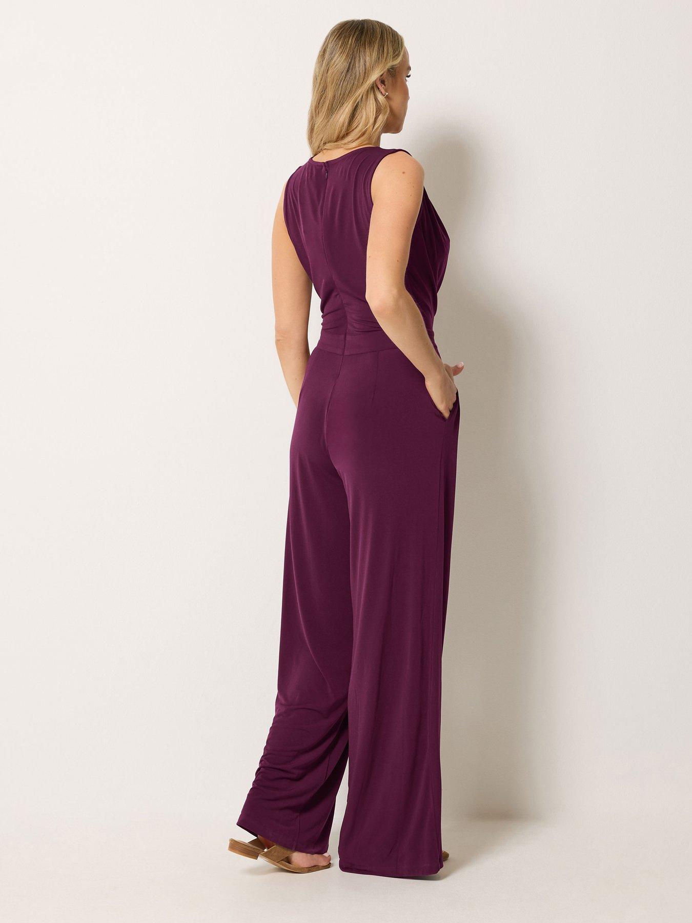 Image 2 of 4 of Long Tall Sally Cowl Neck Ity Sleeveless Jumpsuit - Purple