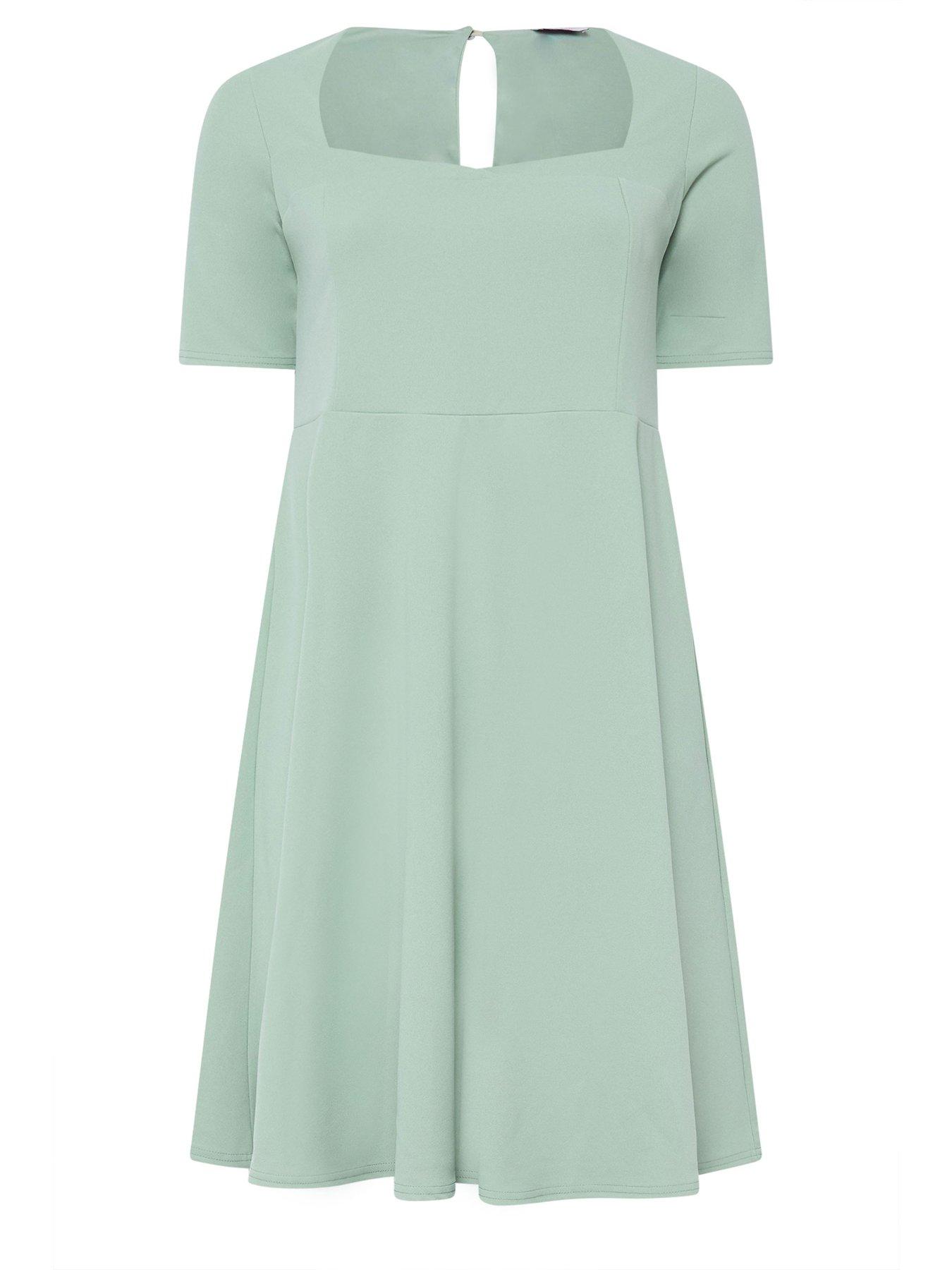 Image 6 of 6 of Yours Curve Panelled Skater Dress - Green