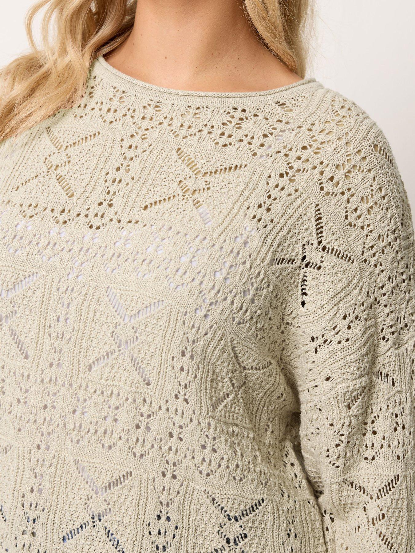 Image 4 of 4 of Yours Curve Pointelle Stitch Jumper