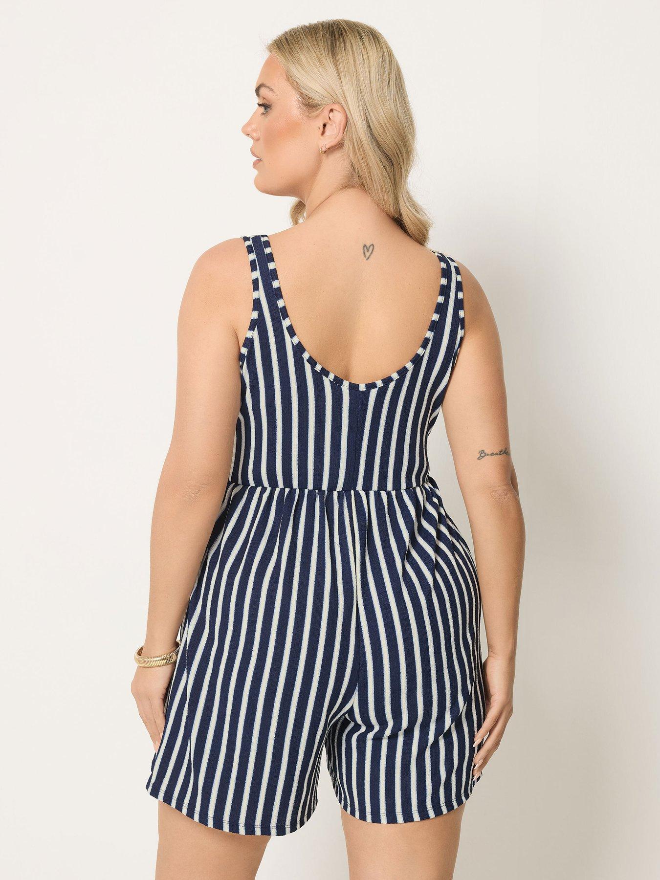 Image 2 of 5 of Yours Curve Textured Playsuit - Blue