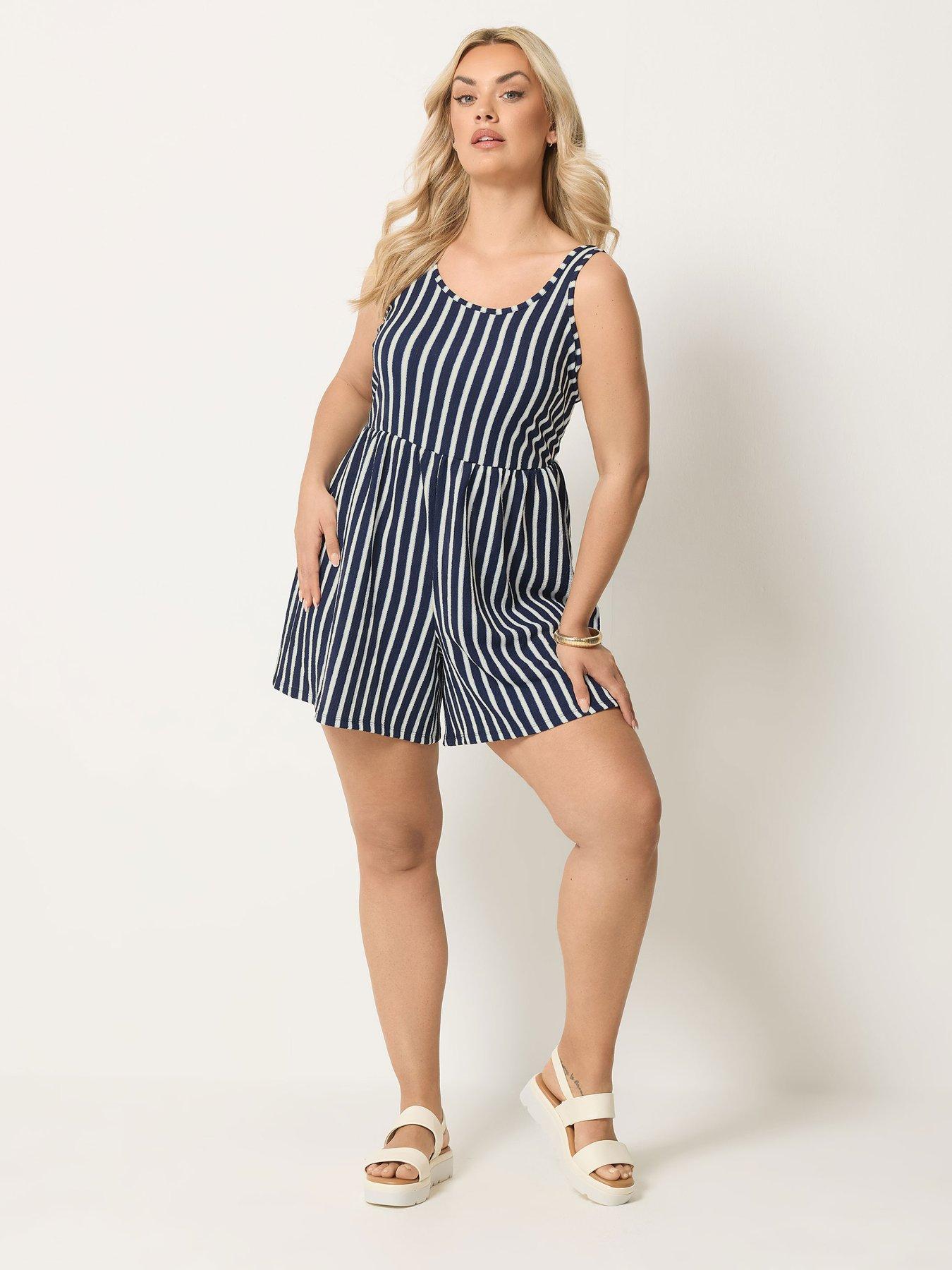Image 3 of 5 of Yours Curve Textured Playsuit - Blue