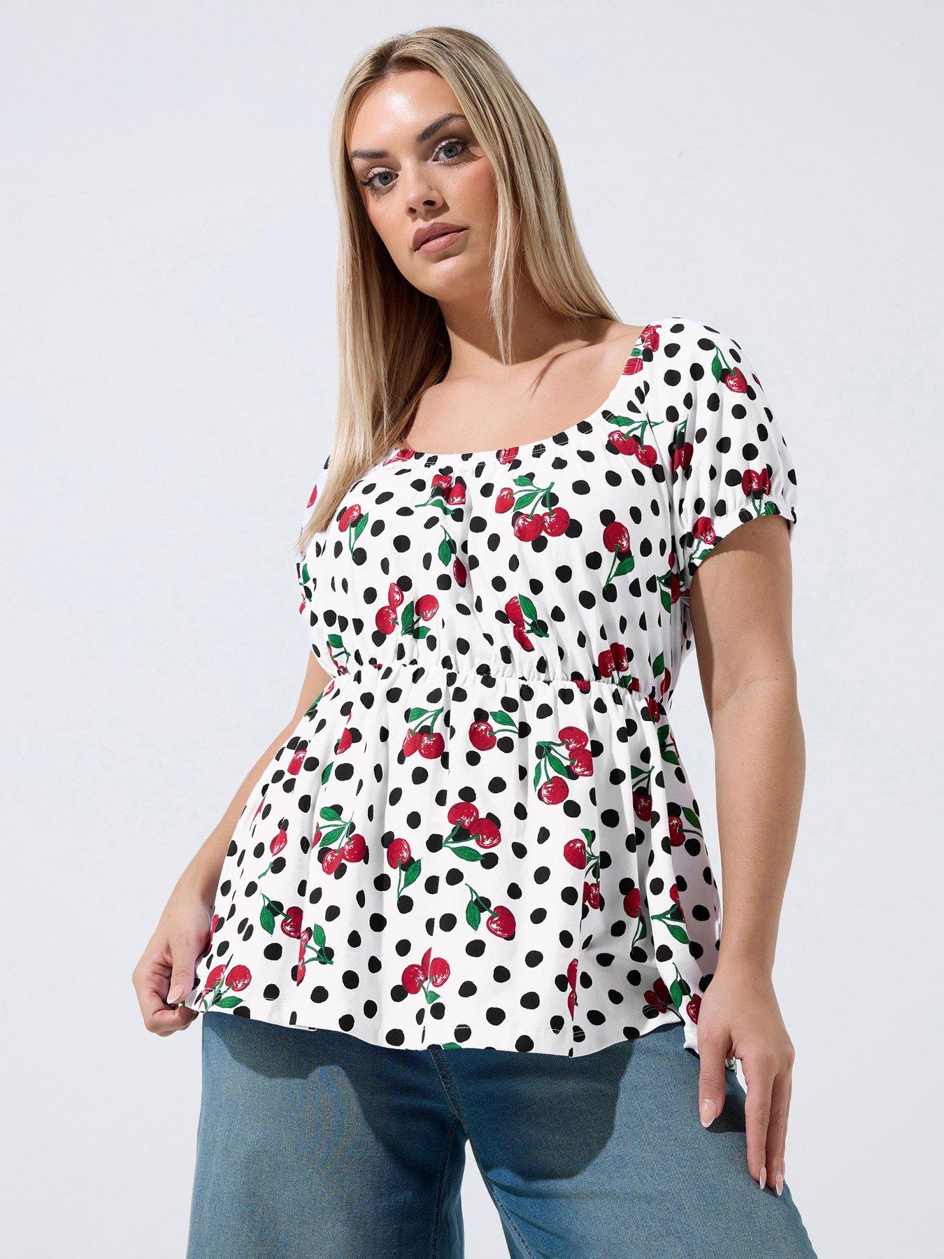 Yours Curve Polka Dot Bardot Top
