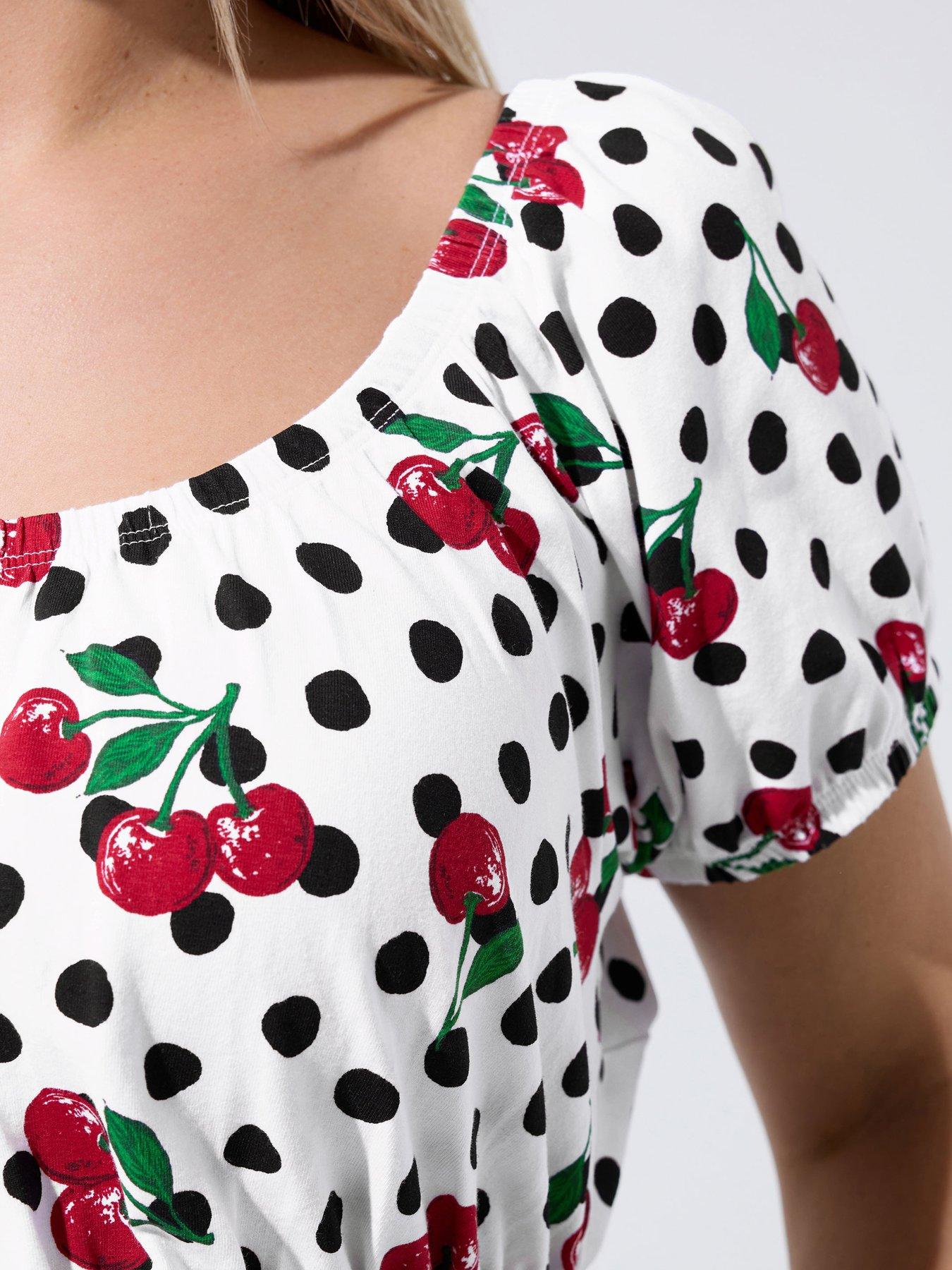 Image 4 of 5 of Yours Curve Polka Dot Bardot Top - White