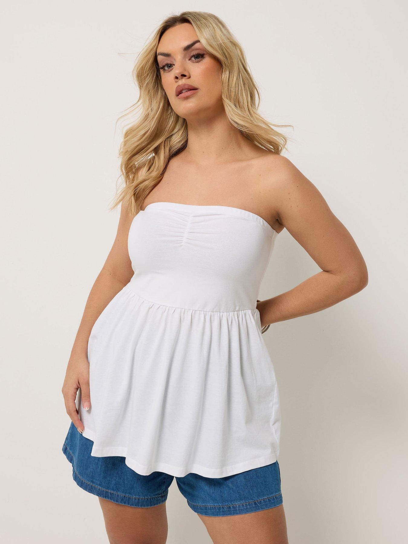 Yours Curve Peplum Tube Top - White