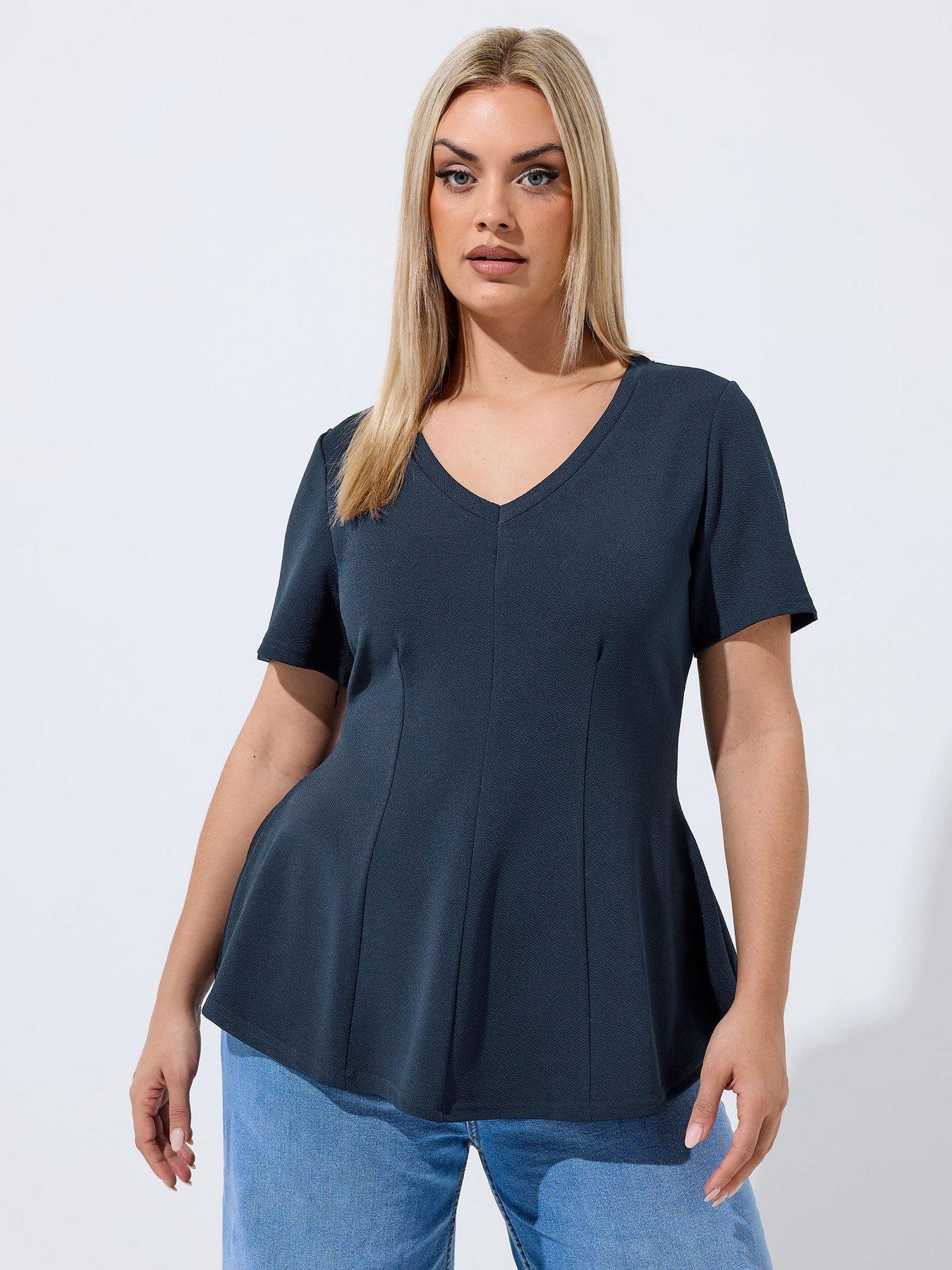 Yours Curve V Neck Corset Shaping Top - Black