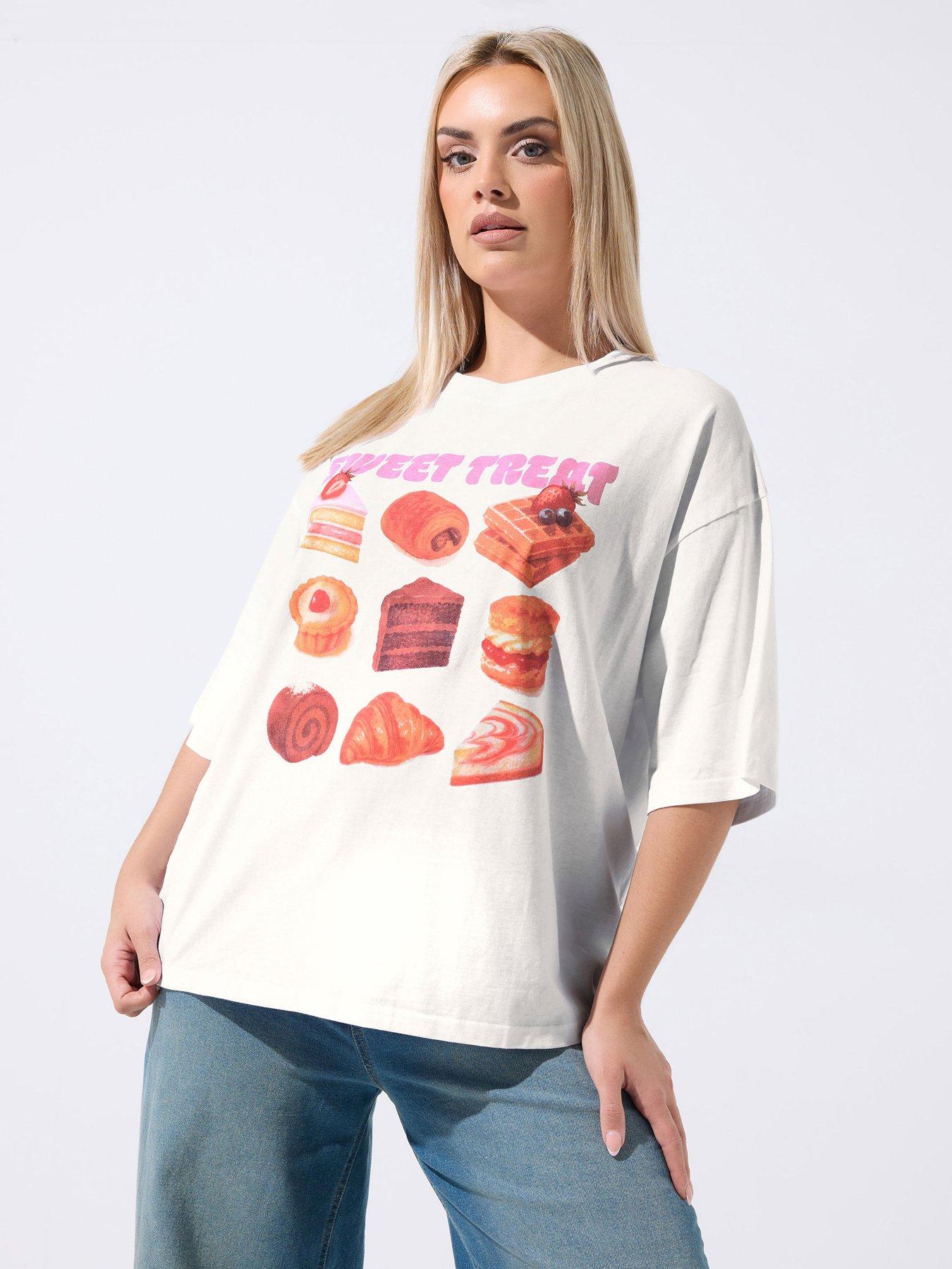 Yours Curve 'sweet Treat' Slogan T-Shirt - White