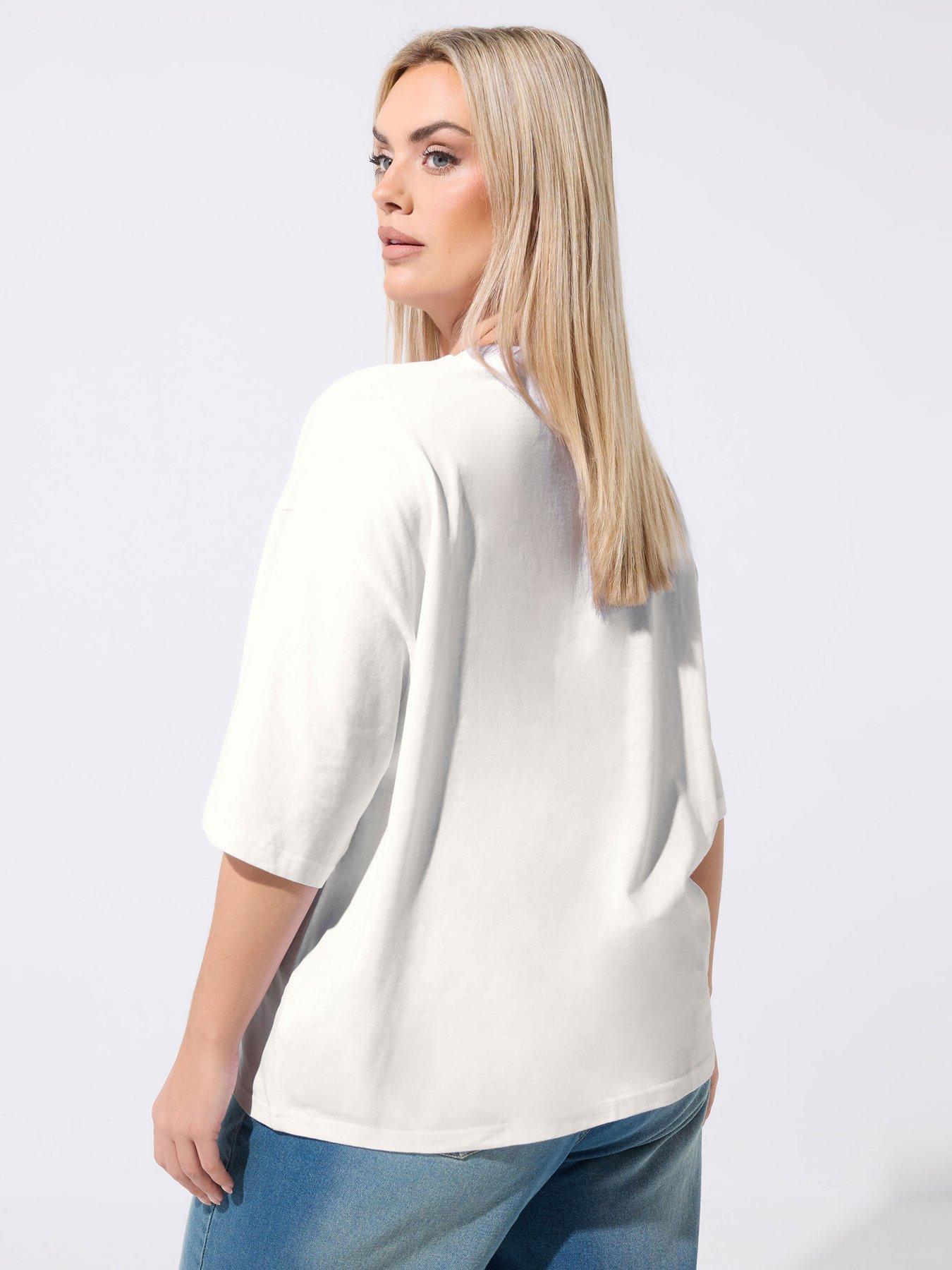 Image 2 of 5 of Yours Curve 'sweet Treat' Slogan T-Shirt - White