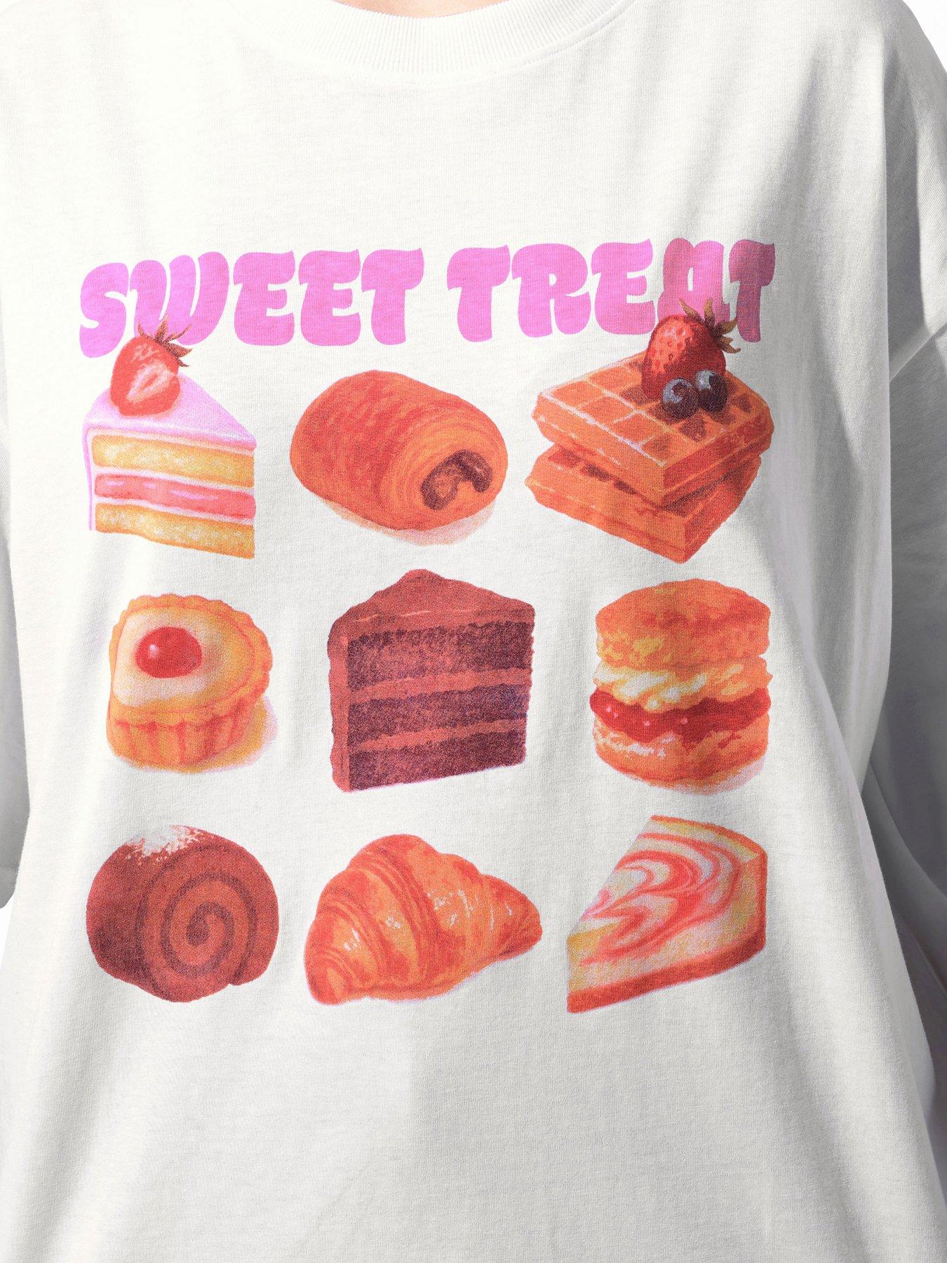 Image 4 of 5 of Yours Curve 'sweet Treat' Slogan T-Shirt - White