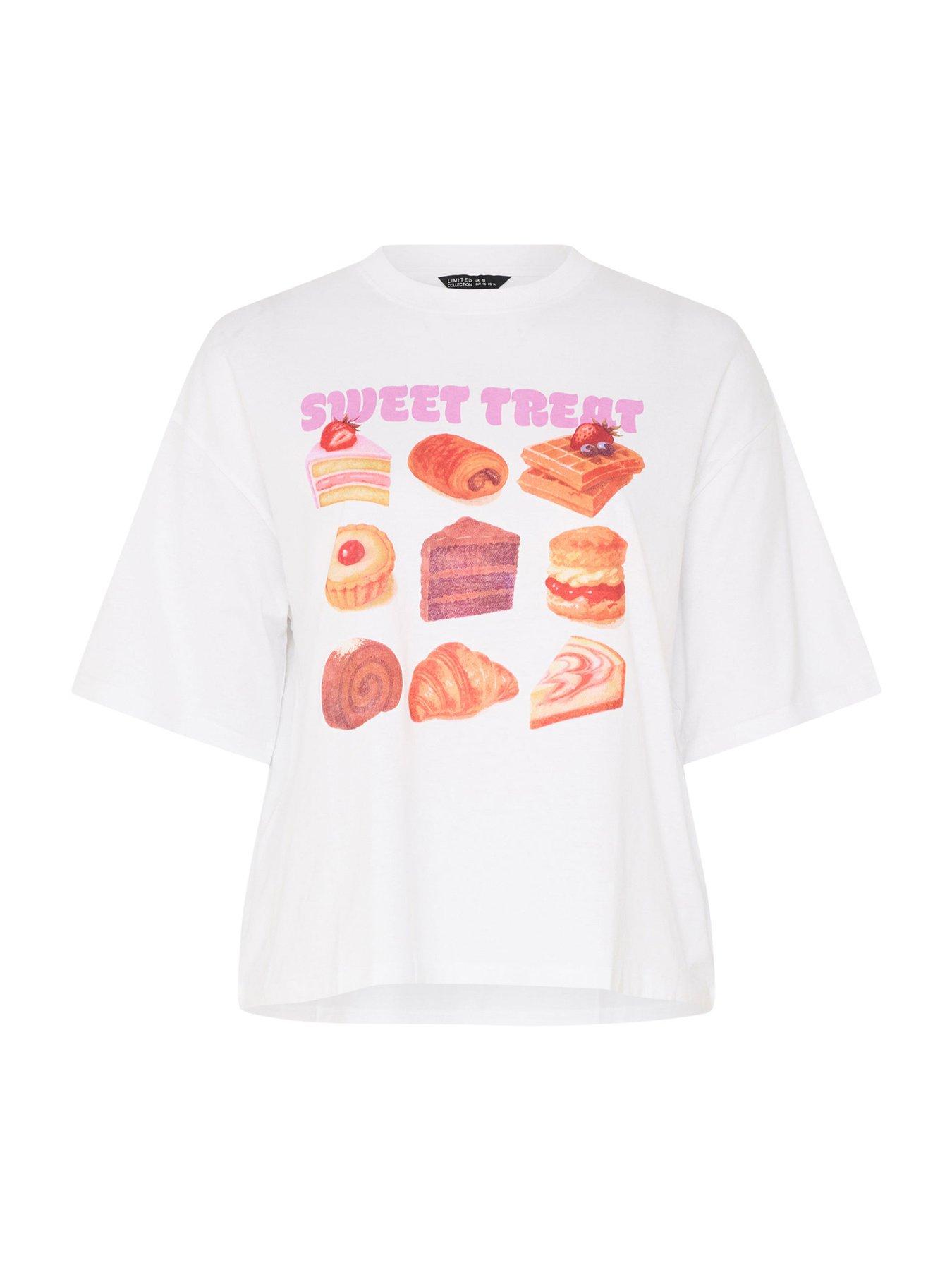 Image 5 of 5 of Yours Curve 'sweet Treat' Slogan T-Shirt - White