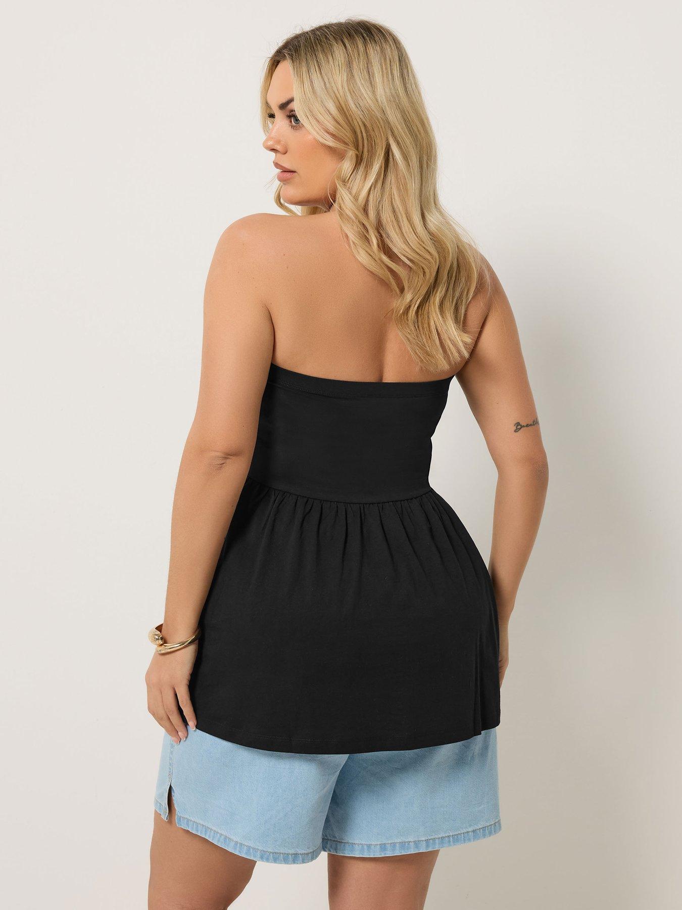 Image 2 of 4 of Yours Curve Peplum Tube Top - Black