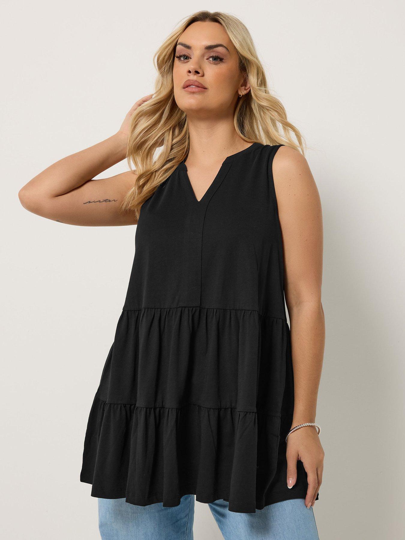 Yours Curve Notch Neck Tiered Vest