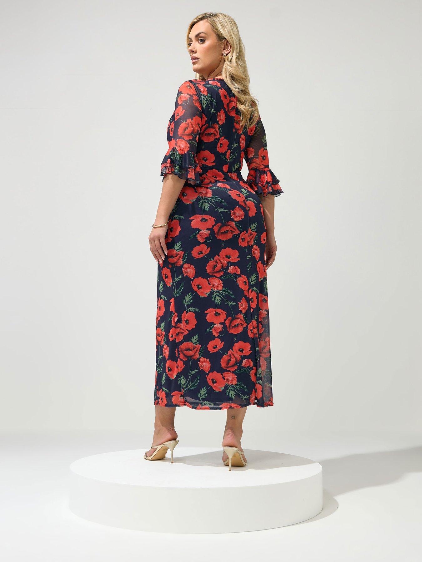 blue poppy mesh dress Poppy Chiffon Floral Print Dress main image 1