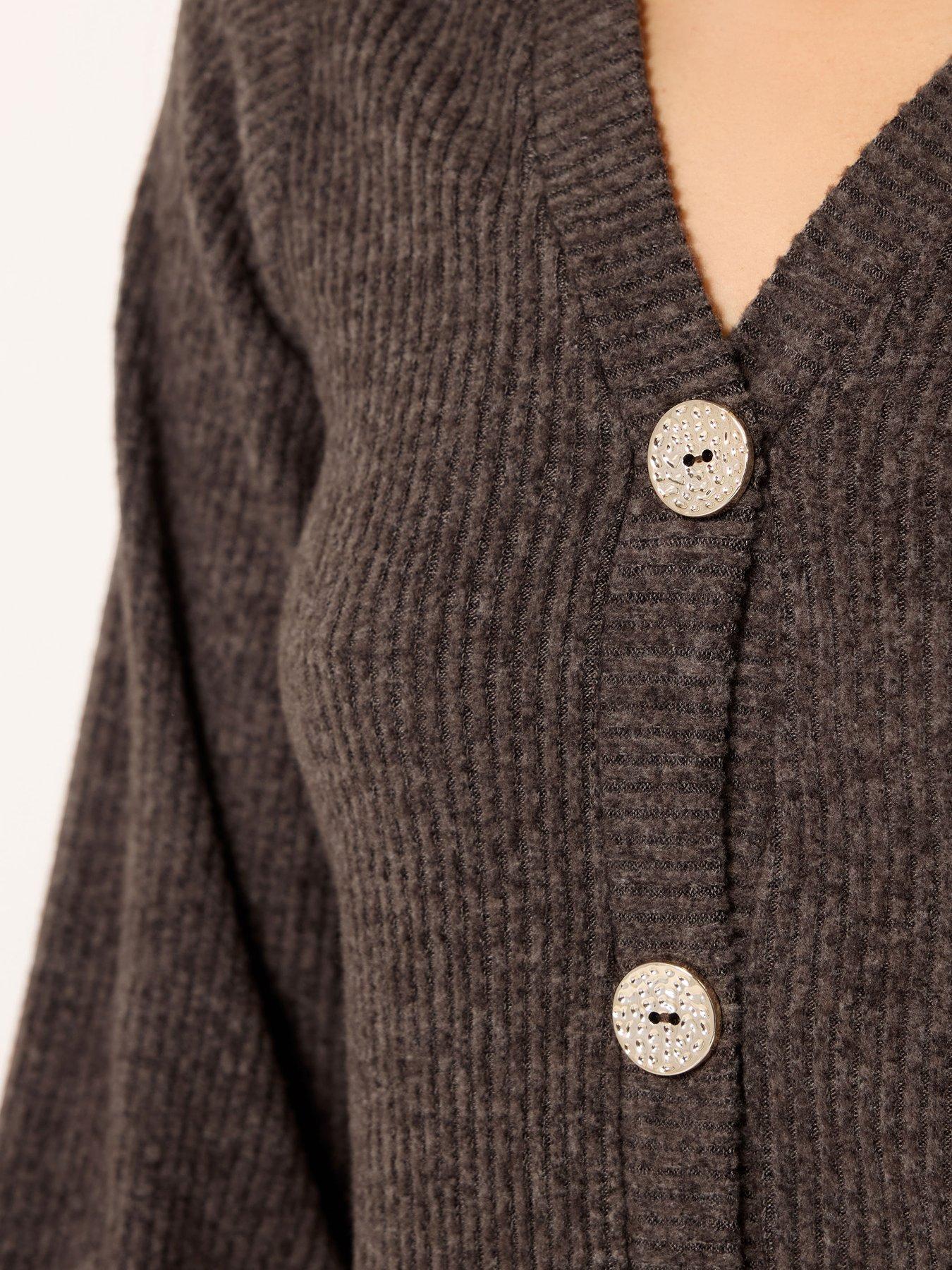 Image 4 of 5 of PixieGirl Petite Soft Touch Fine Rib Cardigan - Brown
