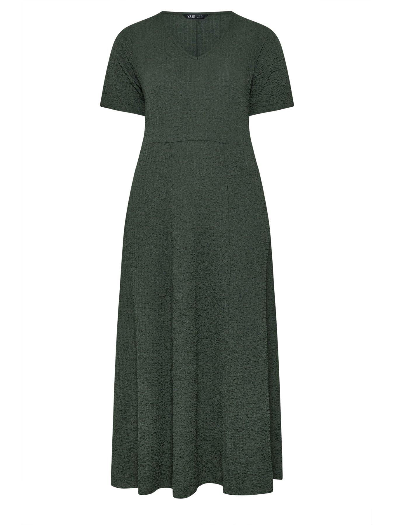 Yours Curve Textured Maxi Dress - Green | Very