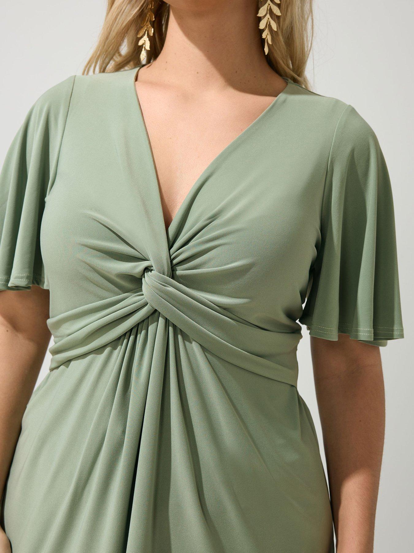 Image 4 of 5 of Yours Curve Angel Sleeve Knot Front Top