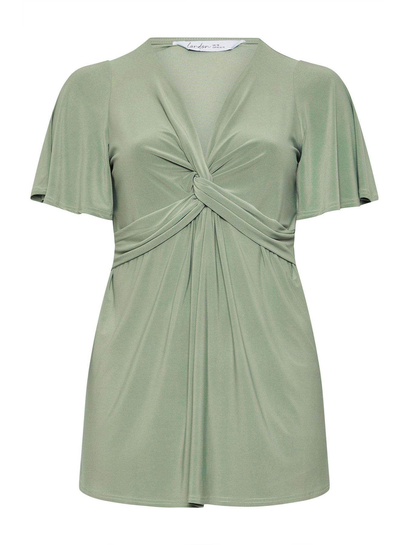 Image 5 of 5 of Yours Curve Angel Sleeve Knot Front Top