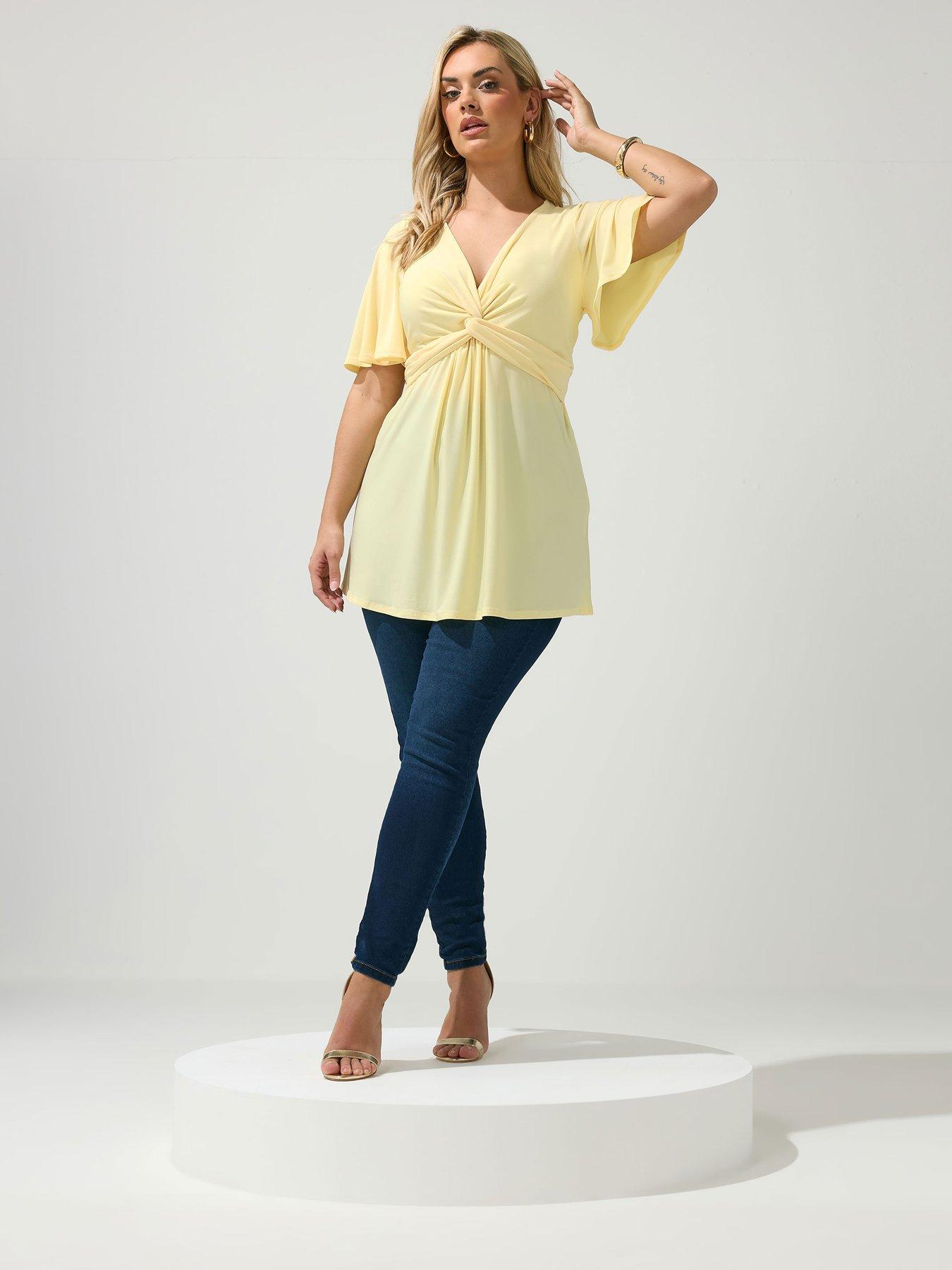 Image 3 of 5 of Yours Curve Angel Sleeve Knot Front Top