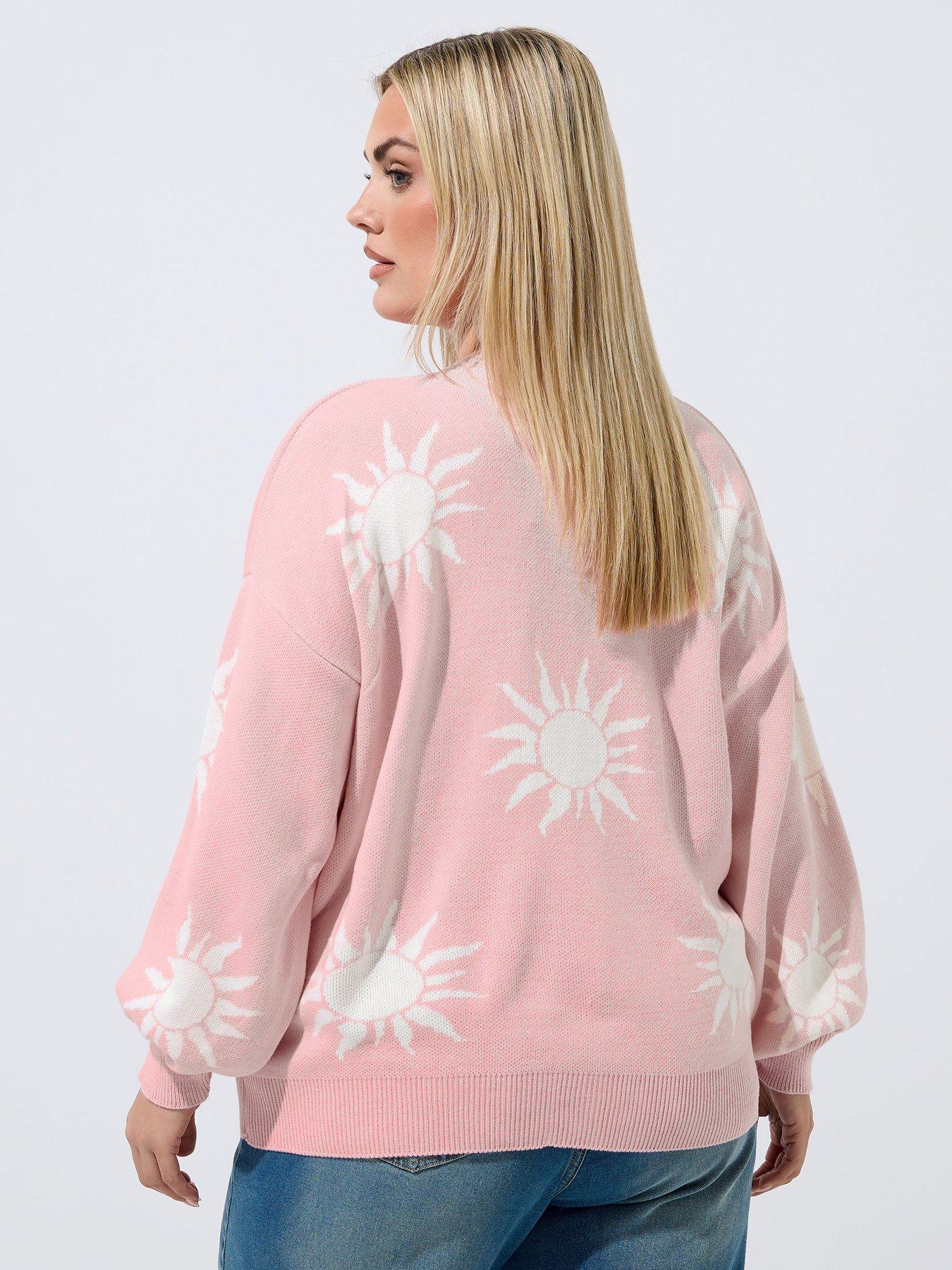 Image 2 of 4 of Yours Curve Sun Print Balloon Sleeve Cardigan - Pink