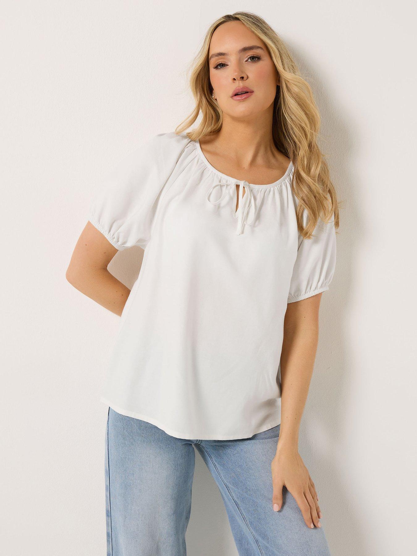 Long Tall Sally Short Sleeve Gypsy Linen Top - White