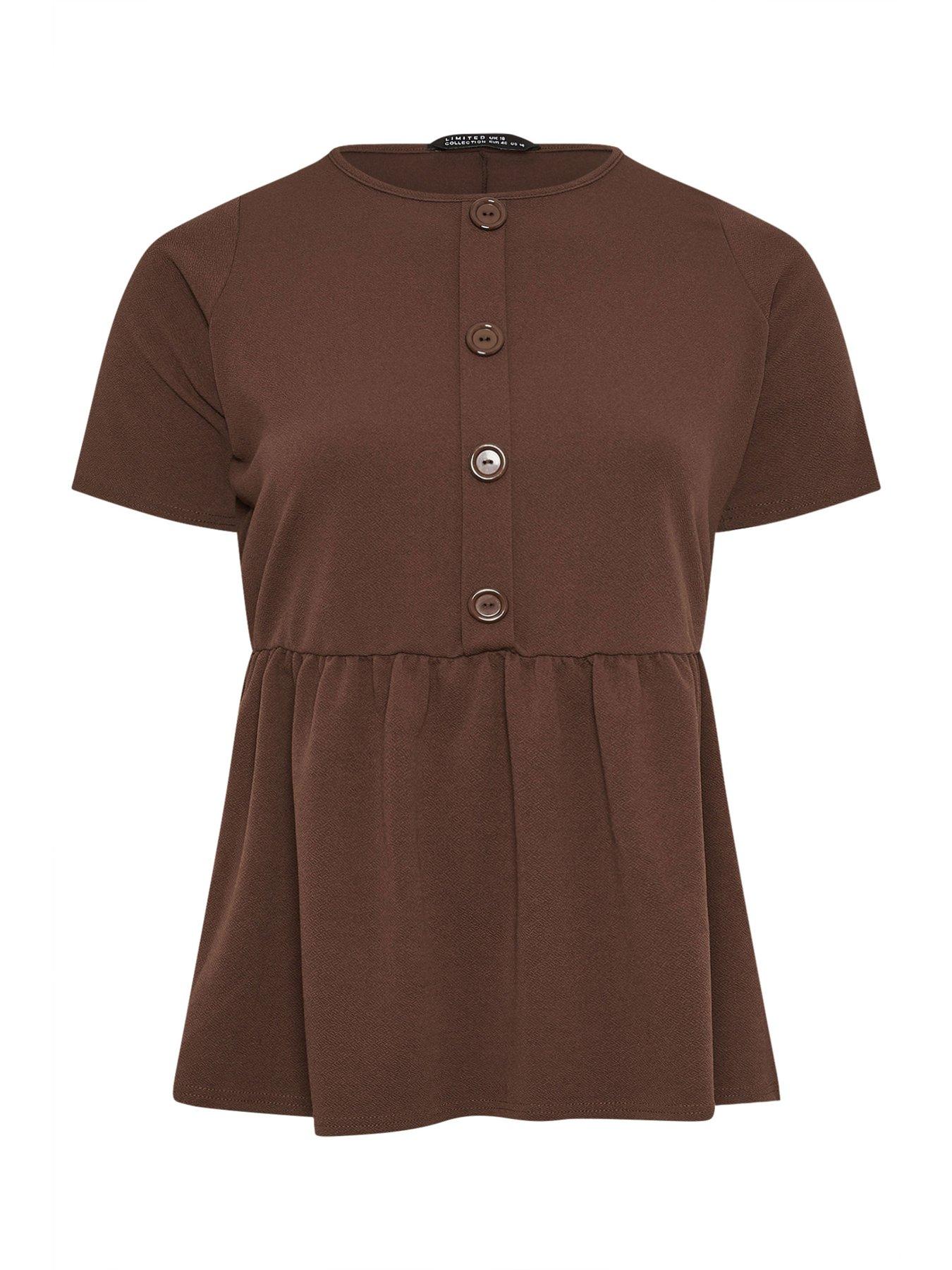 Image 5 of 5 of Yours Curve Chocolate Peplum Top - Brown
