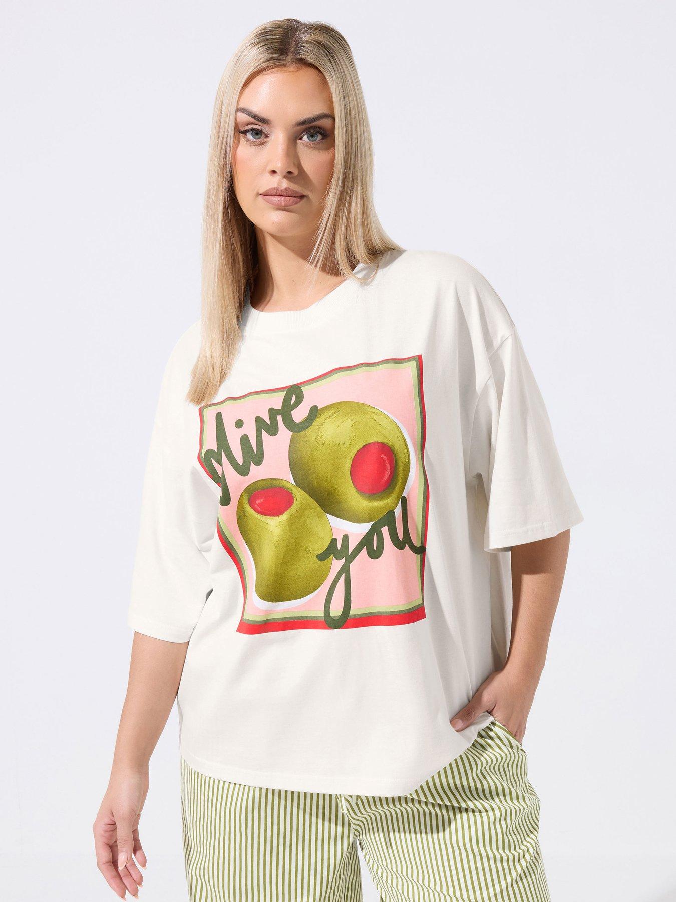 Image 1 of 5 of Yours Curve Slogan T-shirt