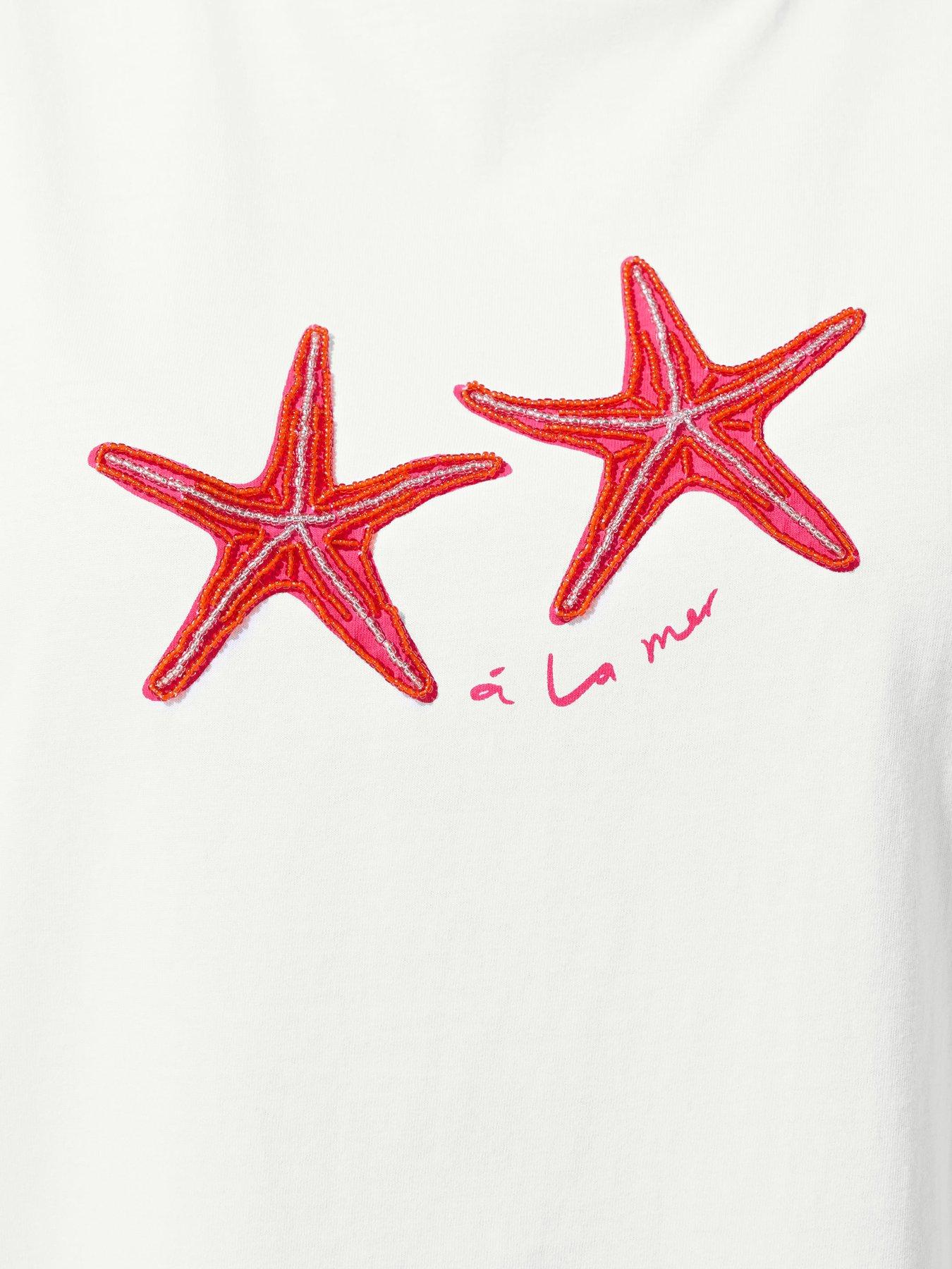 Image 4 of 5 of Yours Curve Starfish Print T-shirt
