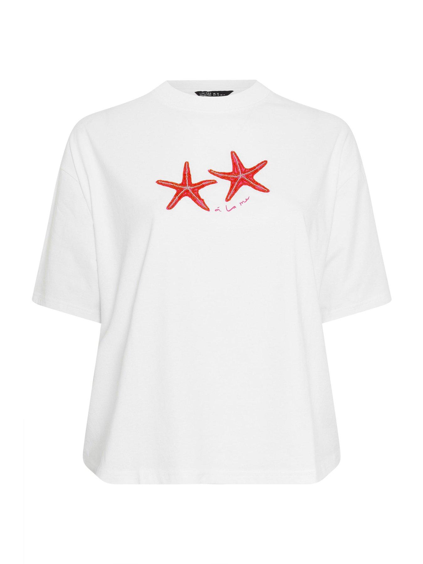 Image 5 of 5 of Yours Curve Starfish Print T-shirt