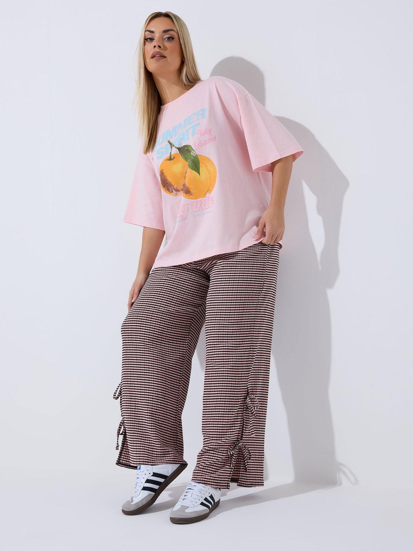 Image 3 of 5 of Yours Curve Gingham Tie Hem Trouser