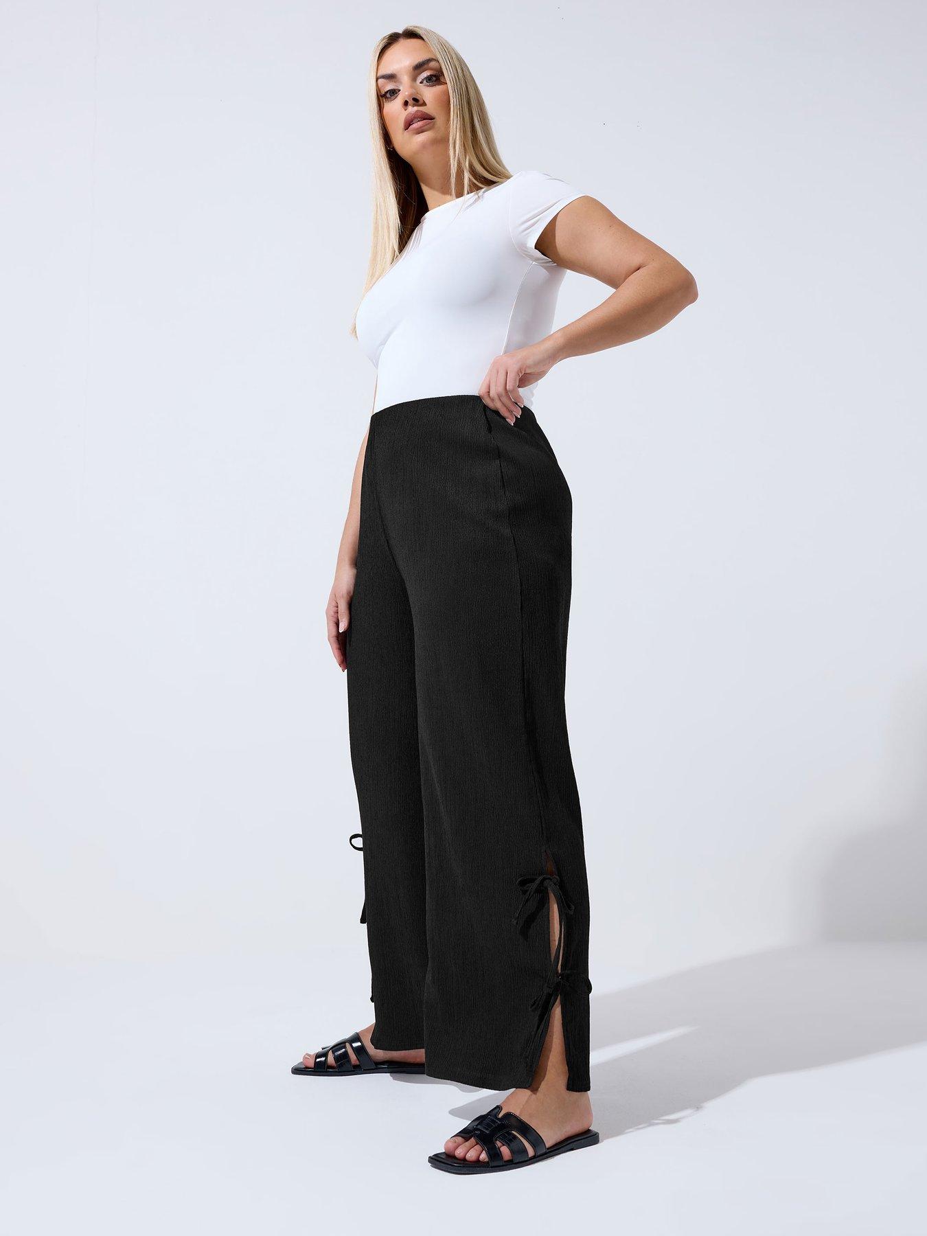 Image 3 of 5 of Yours Curve Gingham Tie Hem Trouser