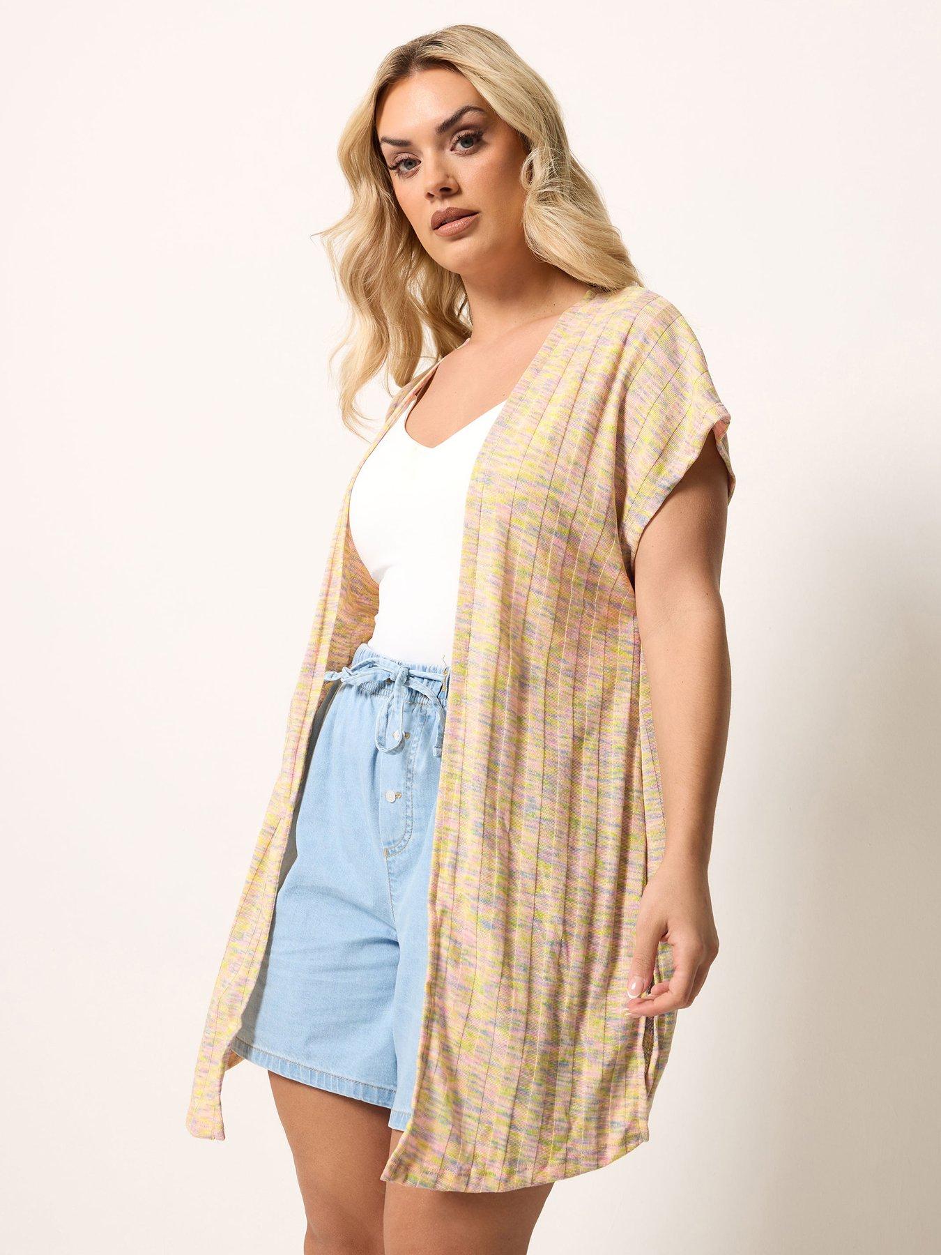 Yours Curve Space Dyed Rib Cardigan - Black