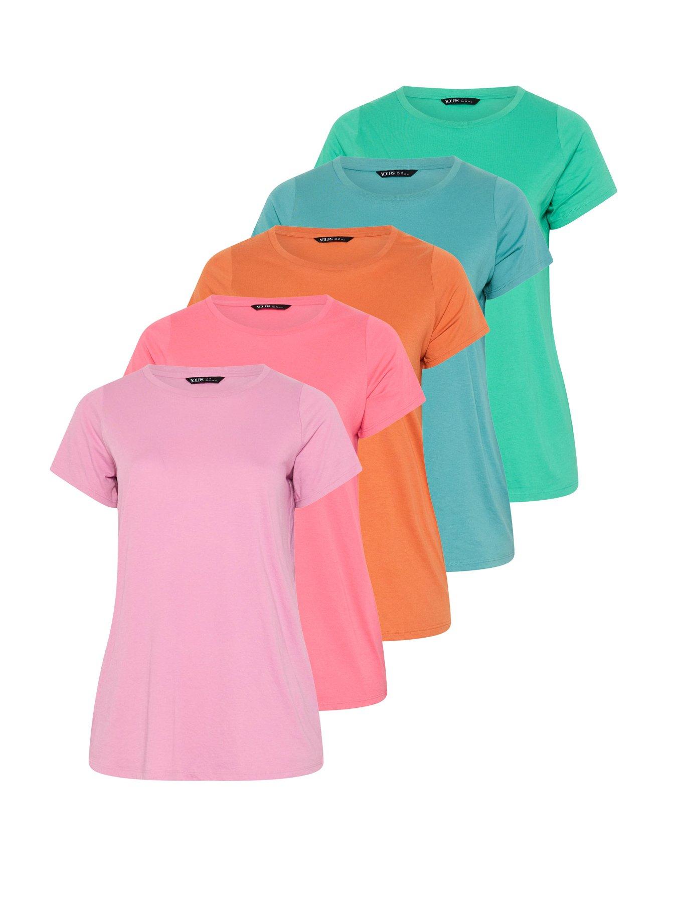 Image 7 of 7 of Yours Curve 5 Pack Short Sleeve Core Basic T-Shirt - Black