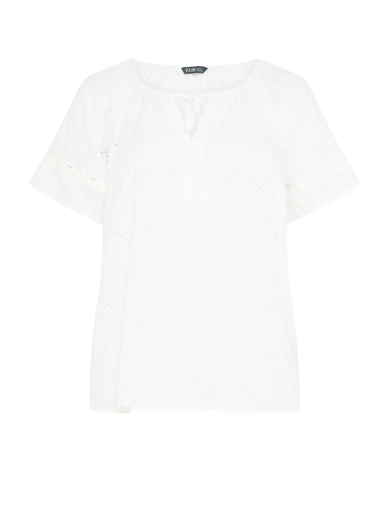 Image 5 of 5 of Yours Curve Broderie Scallop Blouse