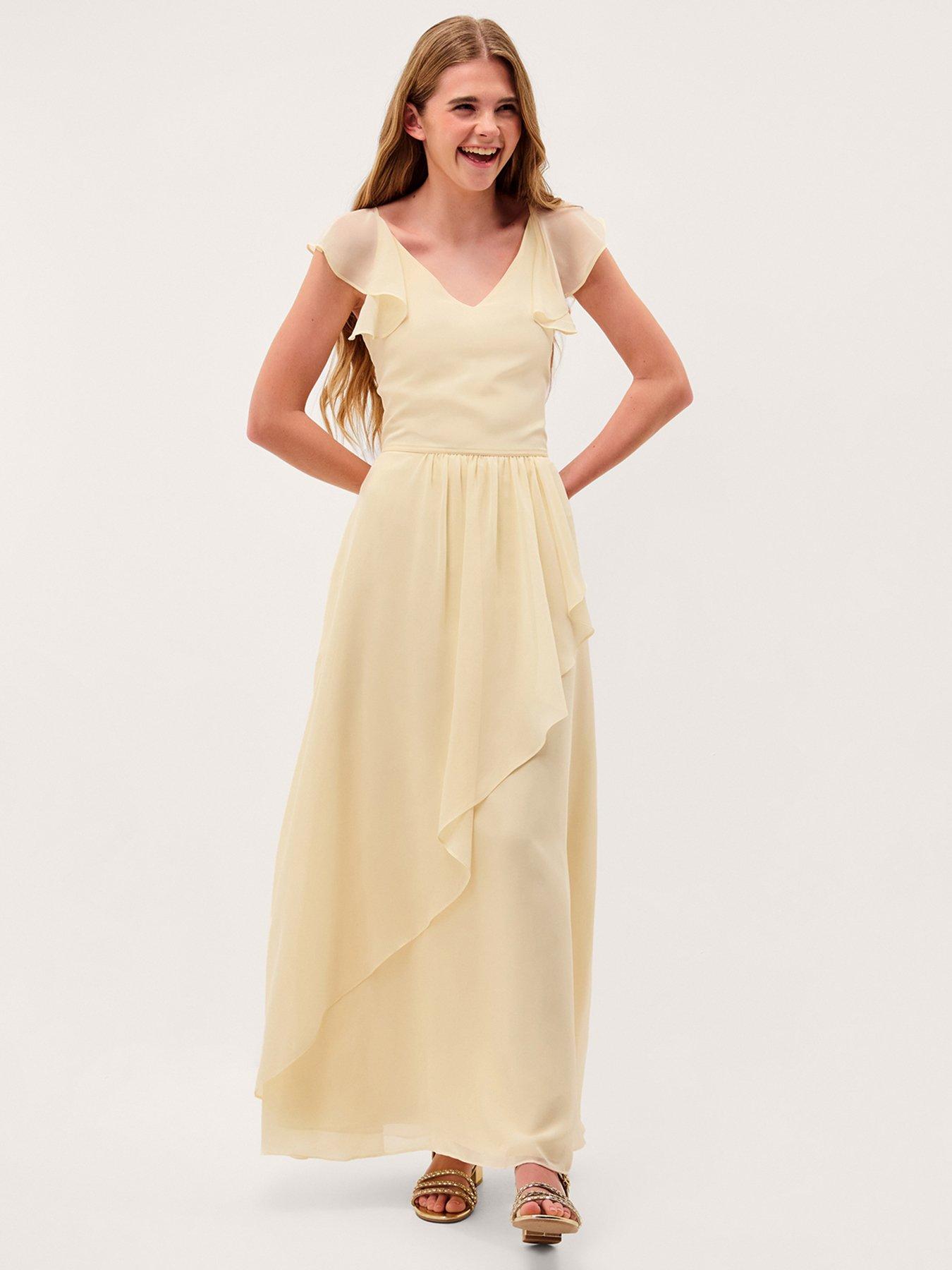 Monsoon Girls Indi Tie Back Prom Dress - Light Yellow
