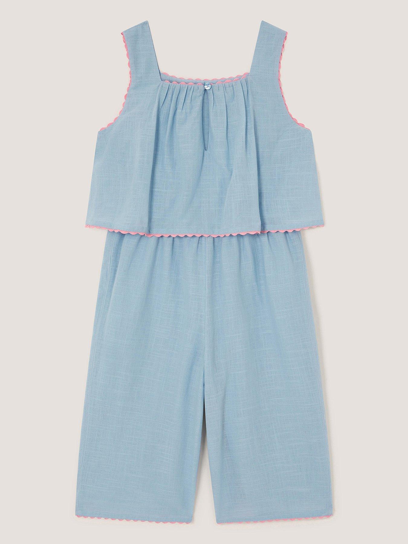 Image 2 of 3 of Monsoon Girls Butterfly Culotte Jumpsuit - Blue
