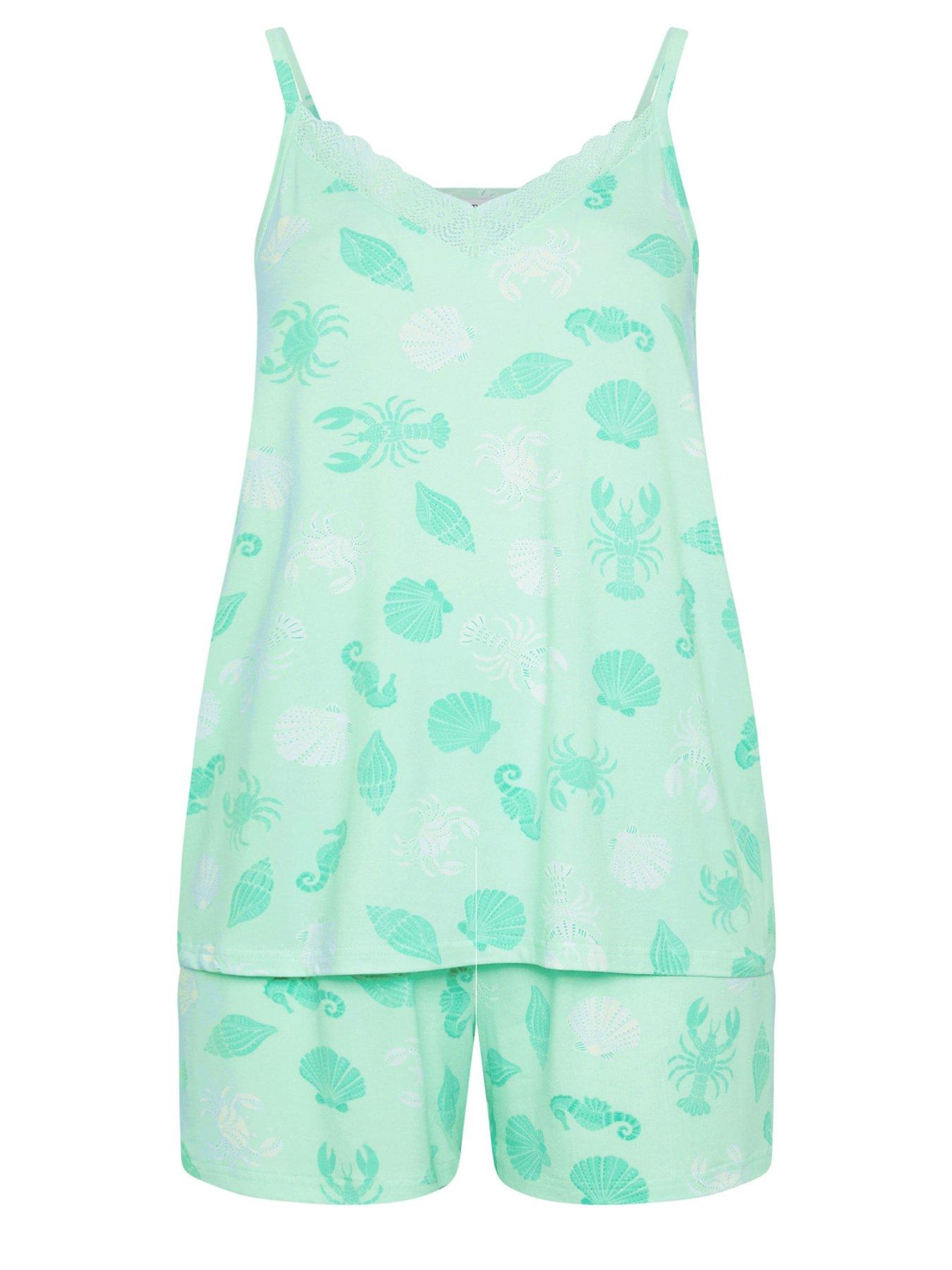 Image 5 of 5 of Yours Curve Soft Touch Cami Pyjama Set - Green