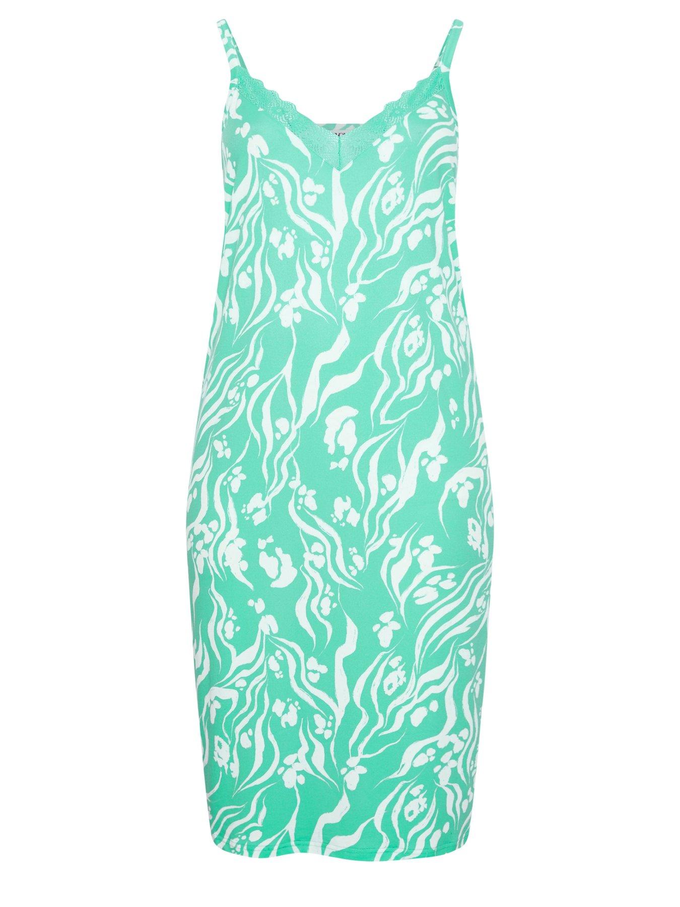 Image 5 of 5 of Yours Curve Soft Touch Abstract Chemise - Green