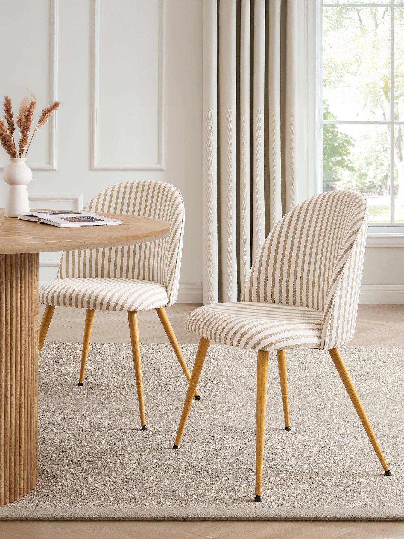 Dusk Iris Set Of 2 Dining Chairs - Natural Stripe