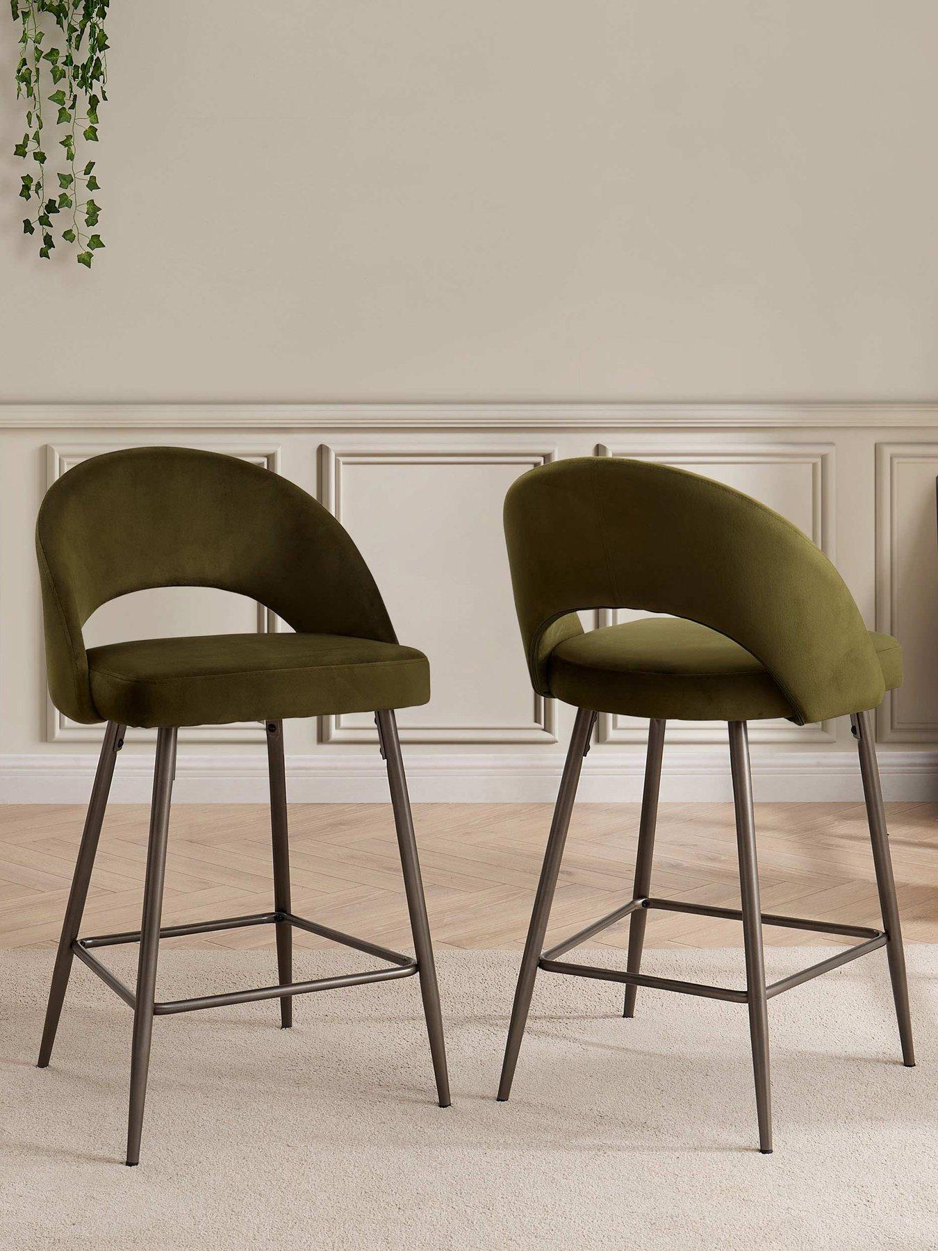 Dusk Lola Set Of 2 Barstools - Rich Green