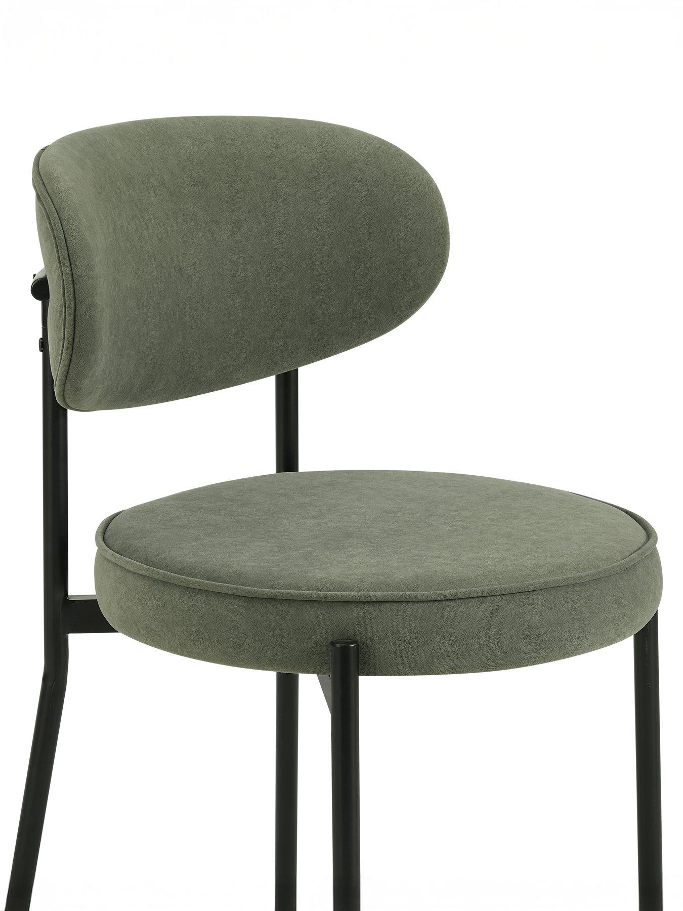 Image 6 of 7 of Dusk Mia Set Of 2 Barstools - Matte Velvet - Sage Green