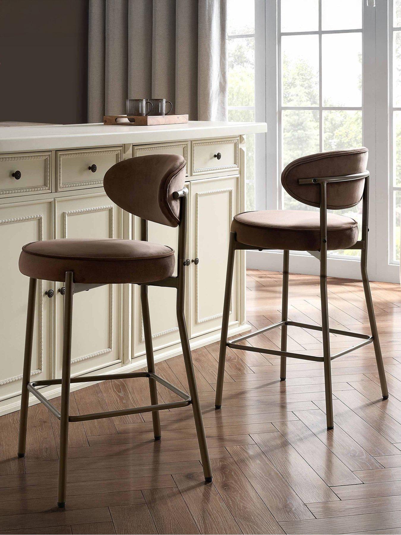 Image 1 of 7 of Dusk Mia Set Of 2 Barstools - Cappuccino