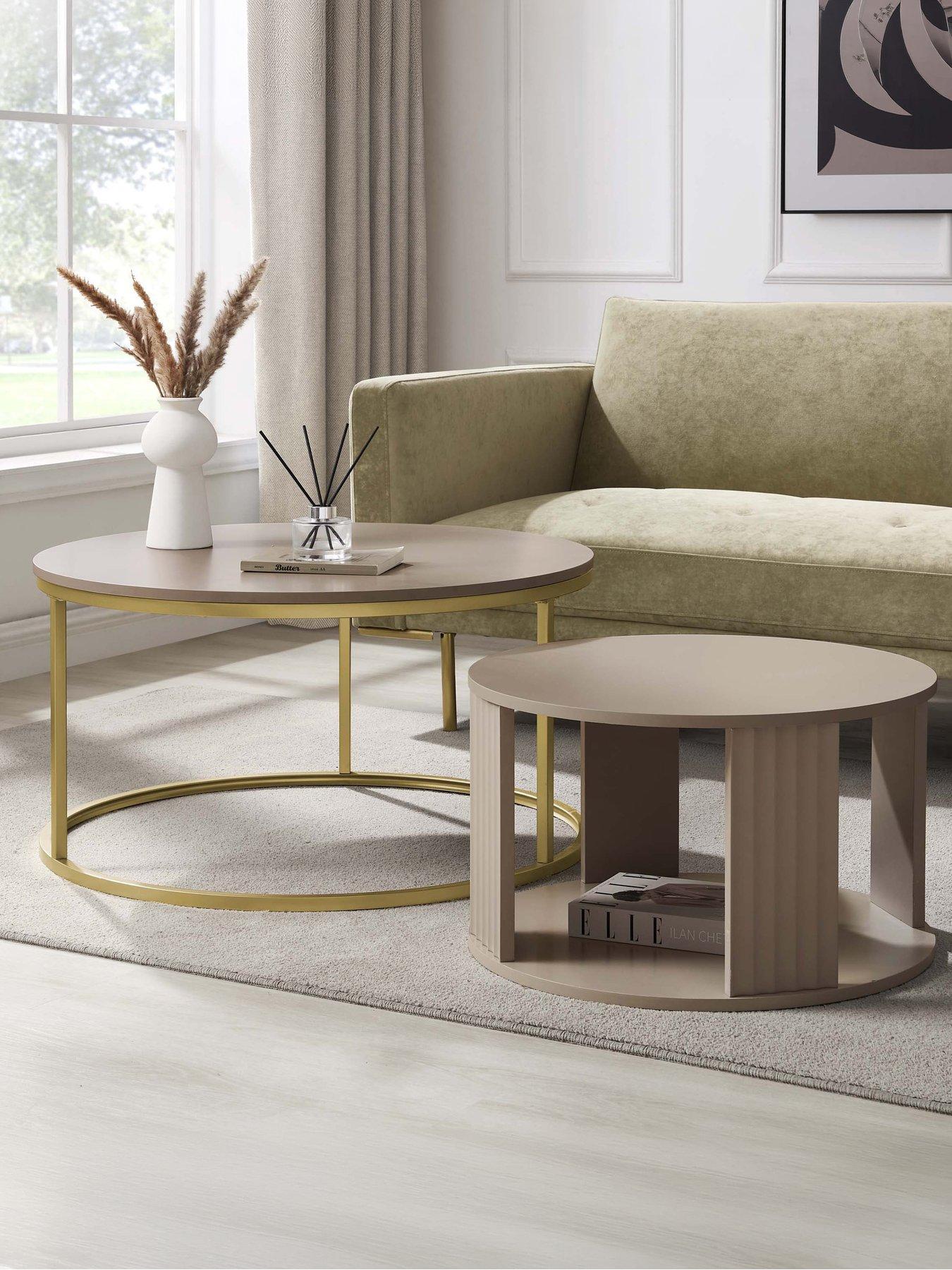 Dusk Evie Round Nesting Coffee Table - Taupe