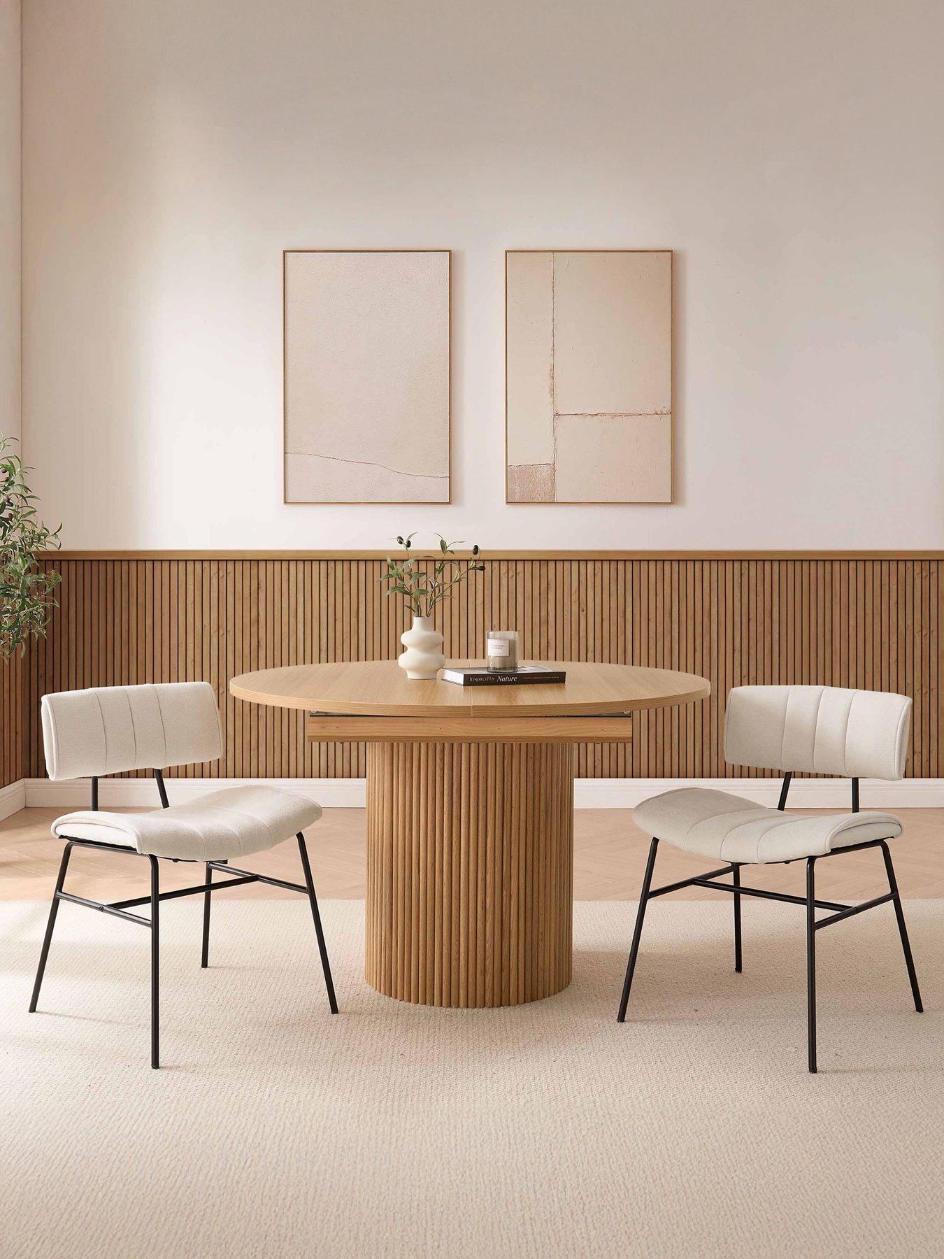 Image 1 of 7 of Dusk Fearne Set Of 2 Dining Chairs - Ivory Chenille