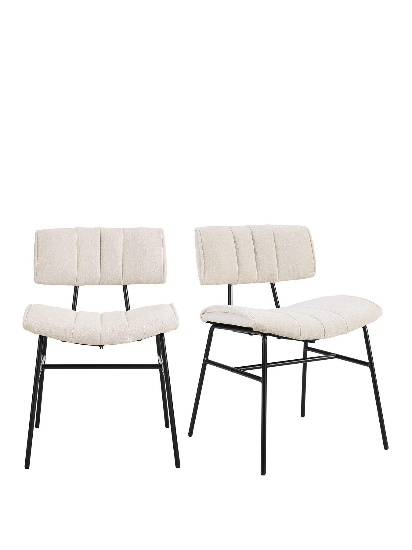 Image 2 of 7 of Dusk Fearne Set Of 2 Dining Chairs - Ivory Chenille