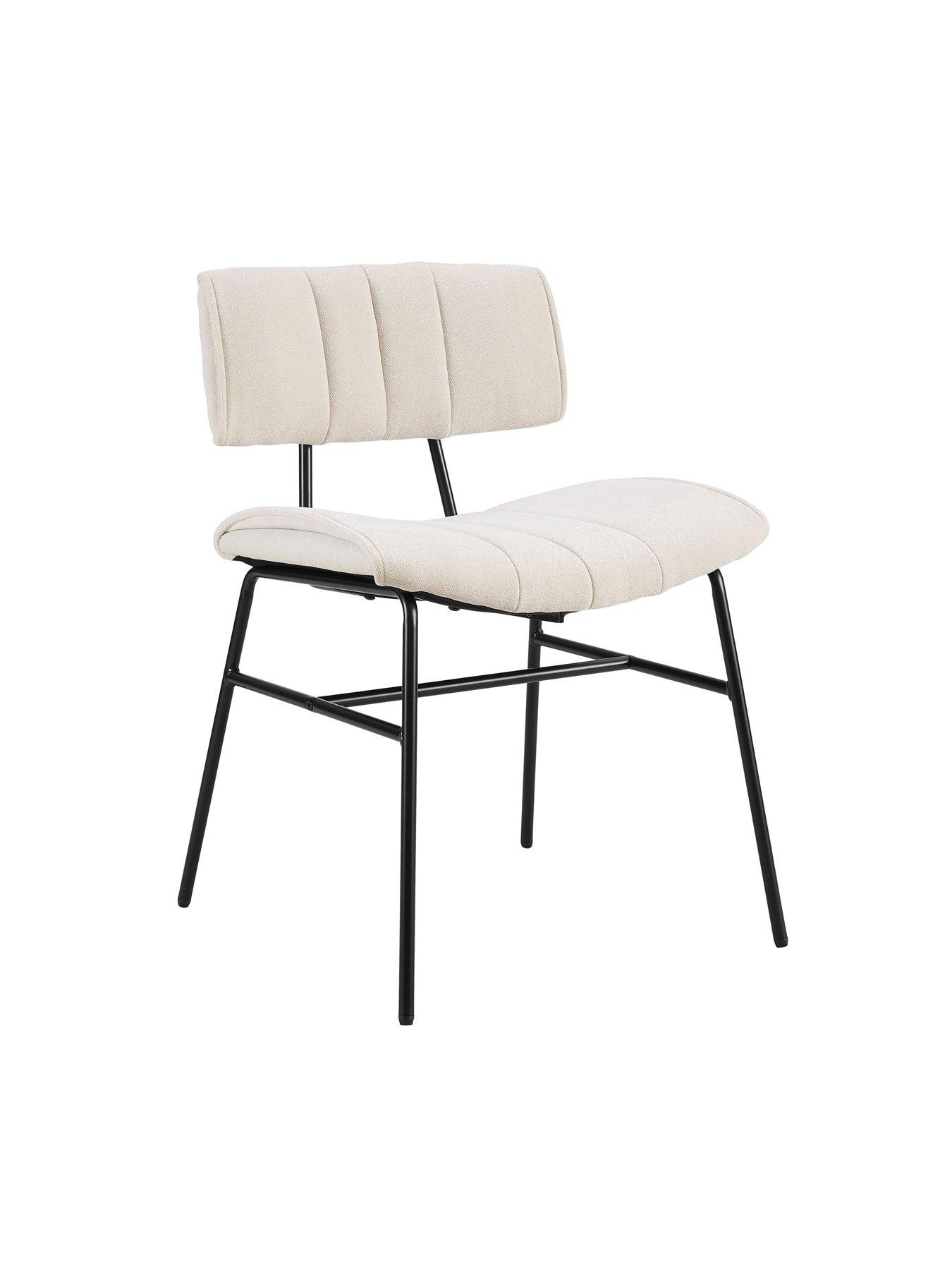 Image 3 of 7 of Dusk Fearne Set Of 2 Dining Chairs - Ivory Chenille
