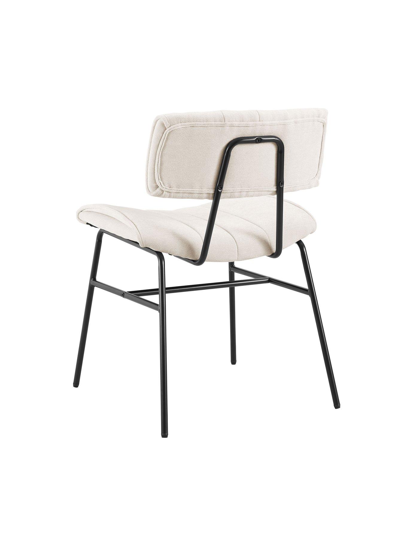 Image 4 of 7 of Dusk Fearne Set Of 2 Dining Chairs - Ivory Chenille