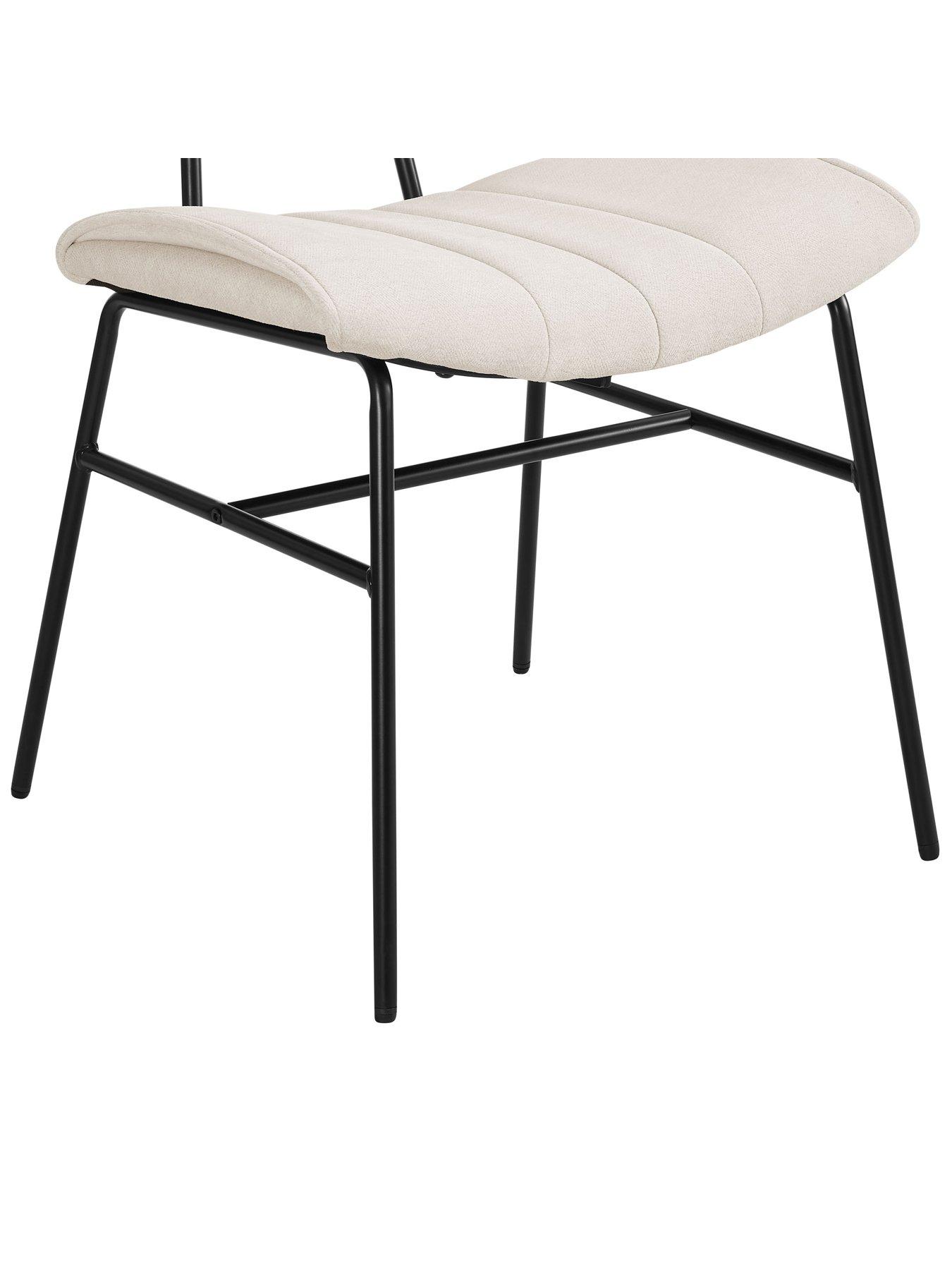 Image 6 of 7 of Dusk Fearne Set Of 2 Dining Chairs - Ivory Chenille