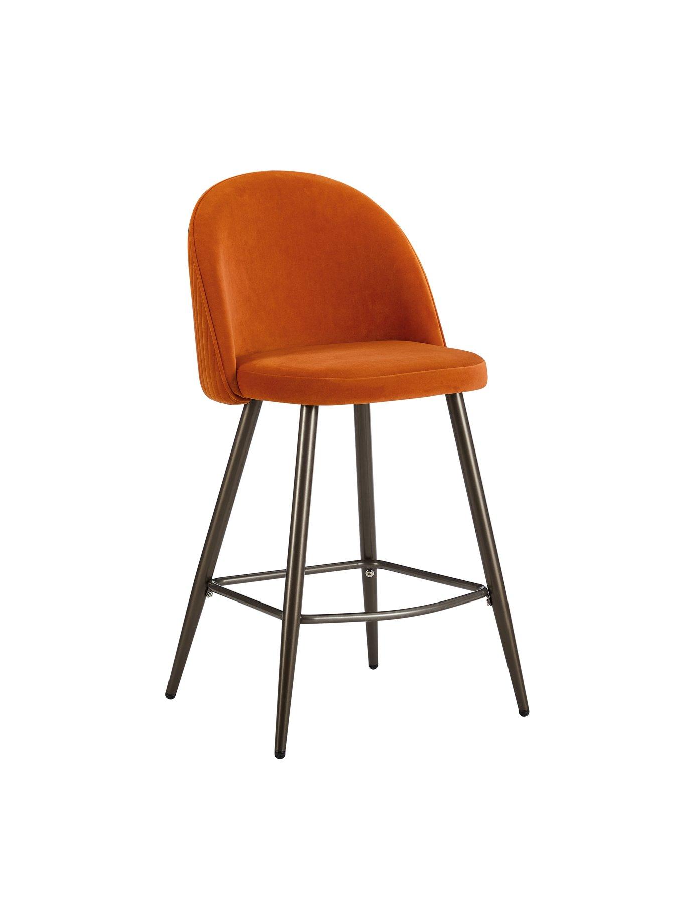 Image 4 of 7 of Dusk Hattie Set Of 2 Barstools - Bright Orange