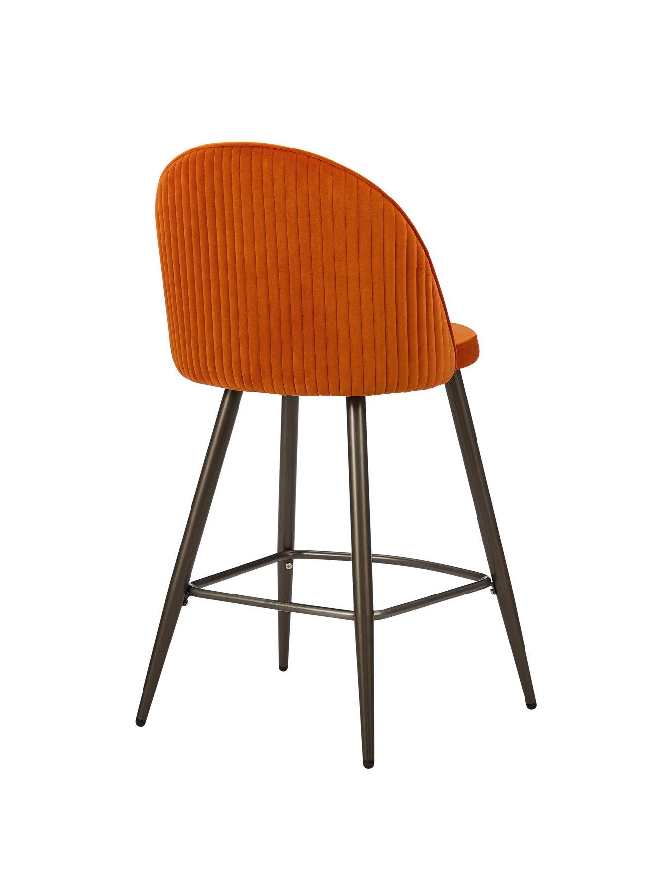 Image 5 of 7 of Dusk Hattie Set Of 2 Barstools - Bright Orange
