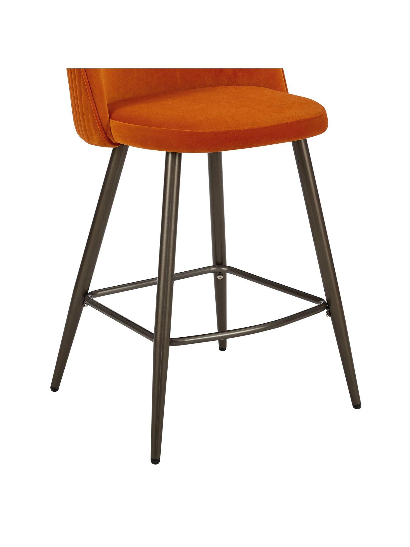 Image 6 of 7 of Dusk Hattie Set Of 2 Barstools - Bright Orange